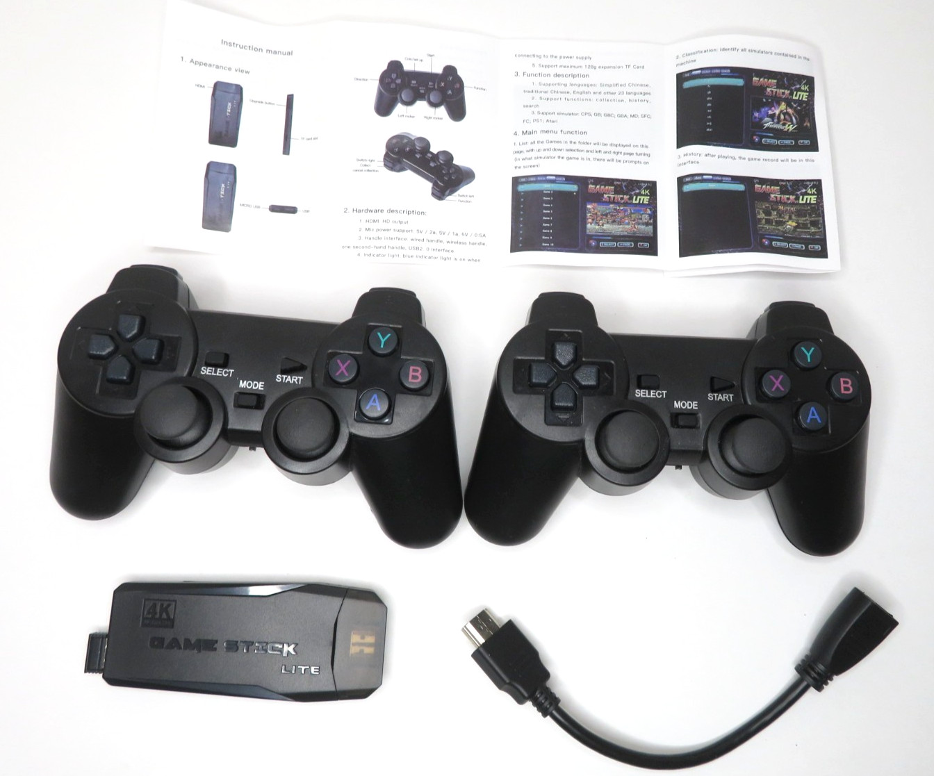 New Game Stick Lite 2.4G Wireless HDMI 4K HD Retro Gaming Console 2 Controllers