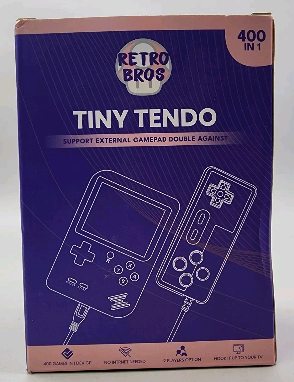 Retro Bros Tiny Tendo 400 In 1 Support External GamePad Double Against, Blue