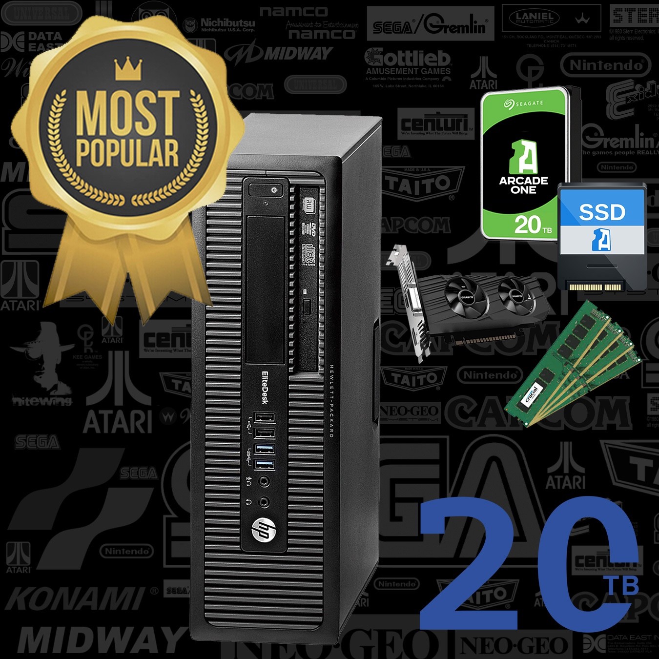 HyperSpin MAME Arcade Gaming Computer – 20TB Hard Drive