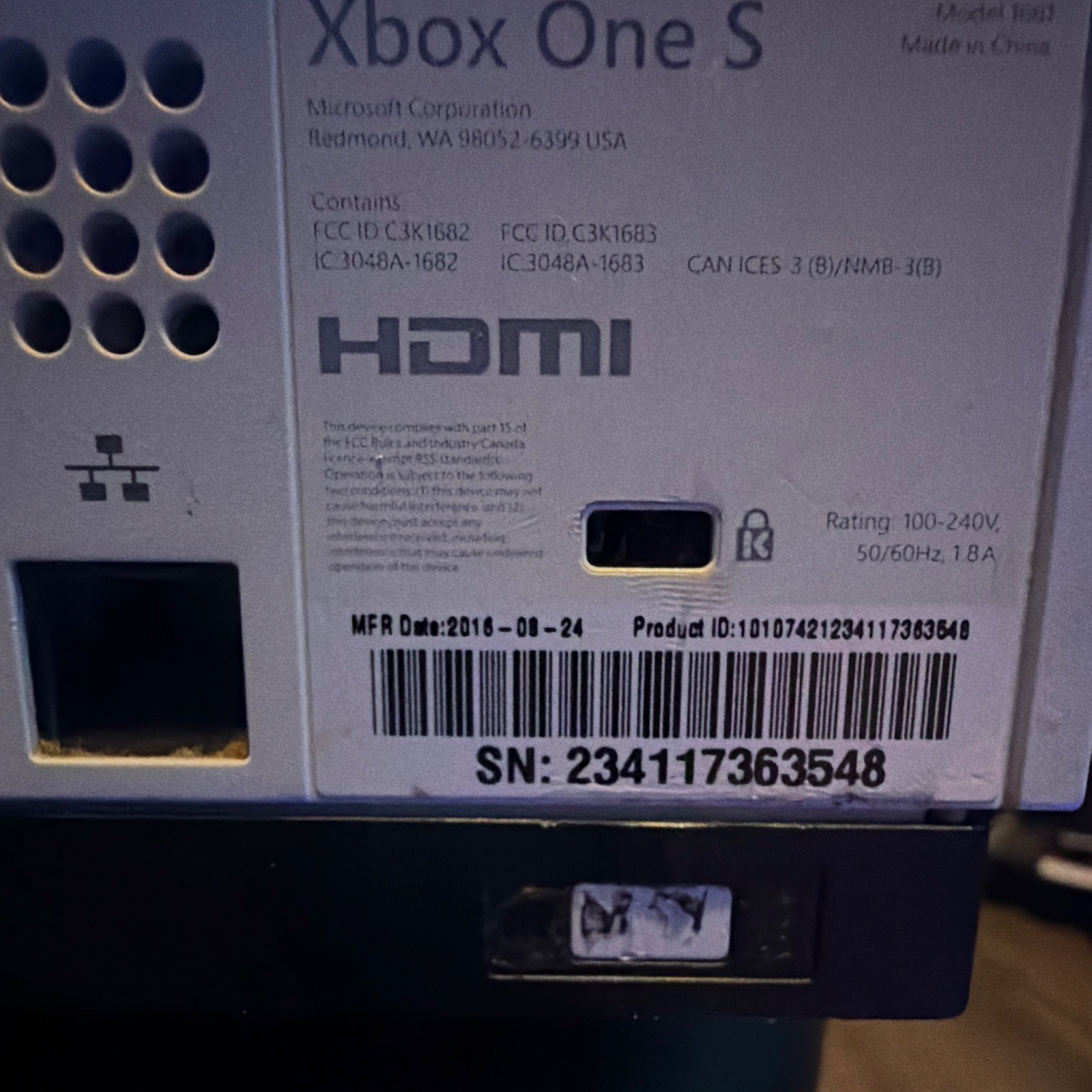 Microsoft Xbox One S 1TB 4K UHD Blu-Ray Compatible Home Console, White