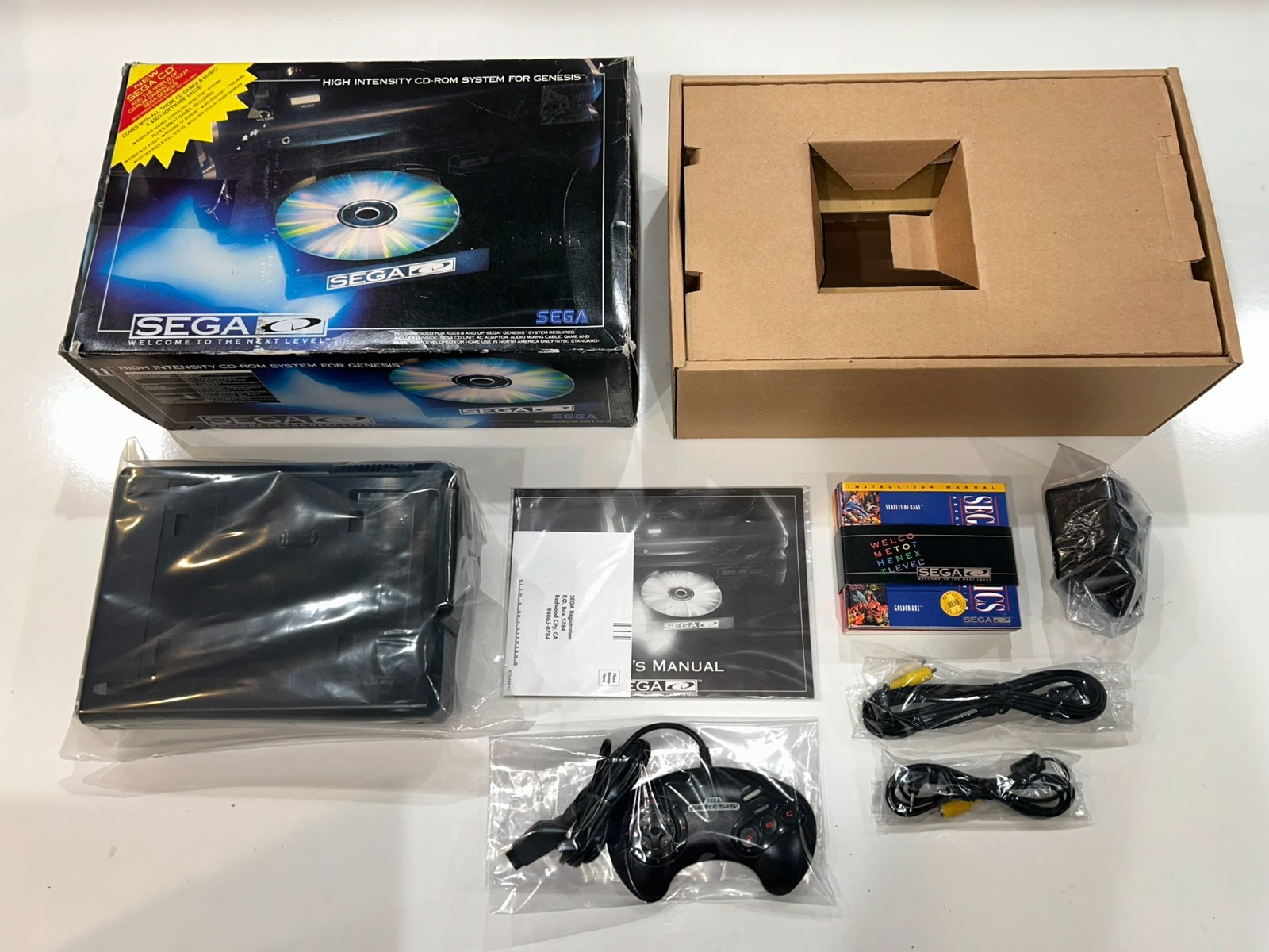 Sega CD Model 1 CIB Genesis System Console Add On Complete in Box Tested Clean!