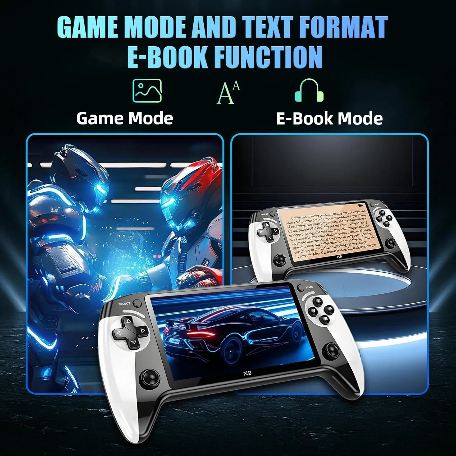 X9 Retro Handheld Game Console, Saker Game Console 5.5-Inch HD IPS Screen, 20000