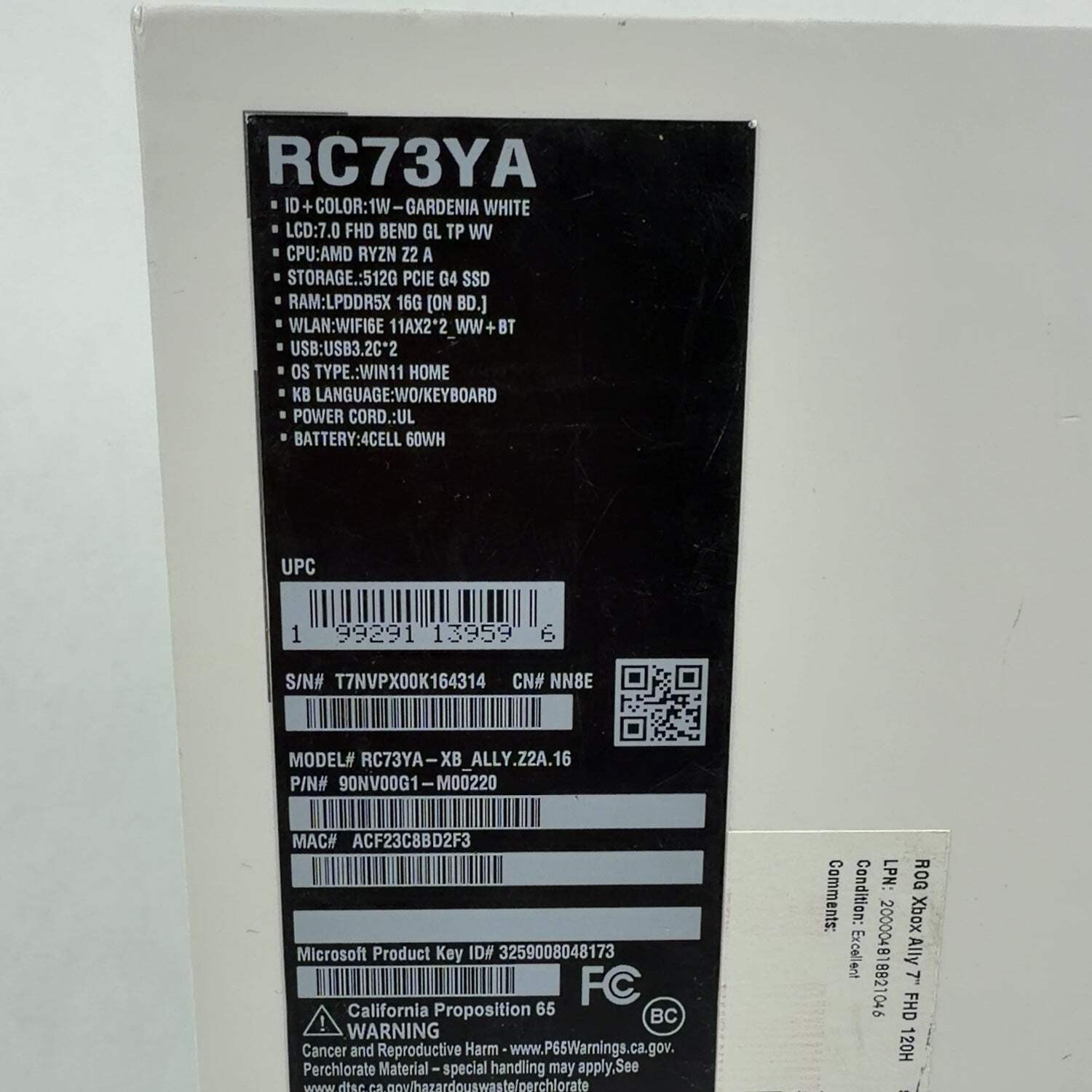 Asus ROG XBOX Ally 7″ AMD Ryzen Z2 A 16GB RAM 512GB White RC73YA-XB_ALLY.Z2A.16