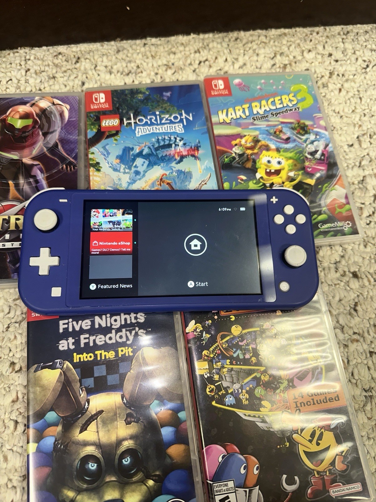 Nintendo Switch Lite 32GB Handheld Console Purple Bundle With 5 Games + Charger