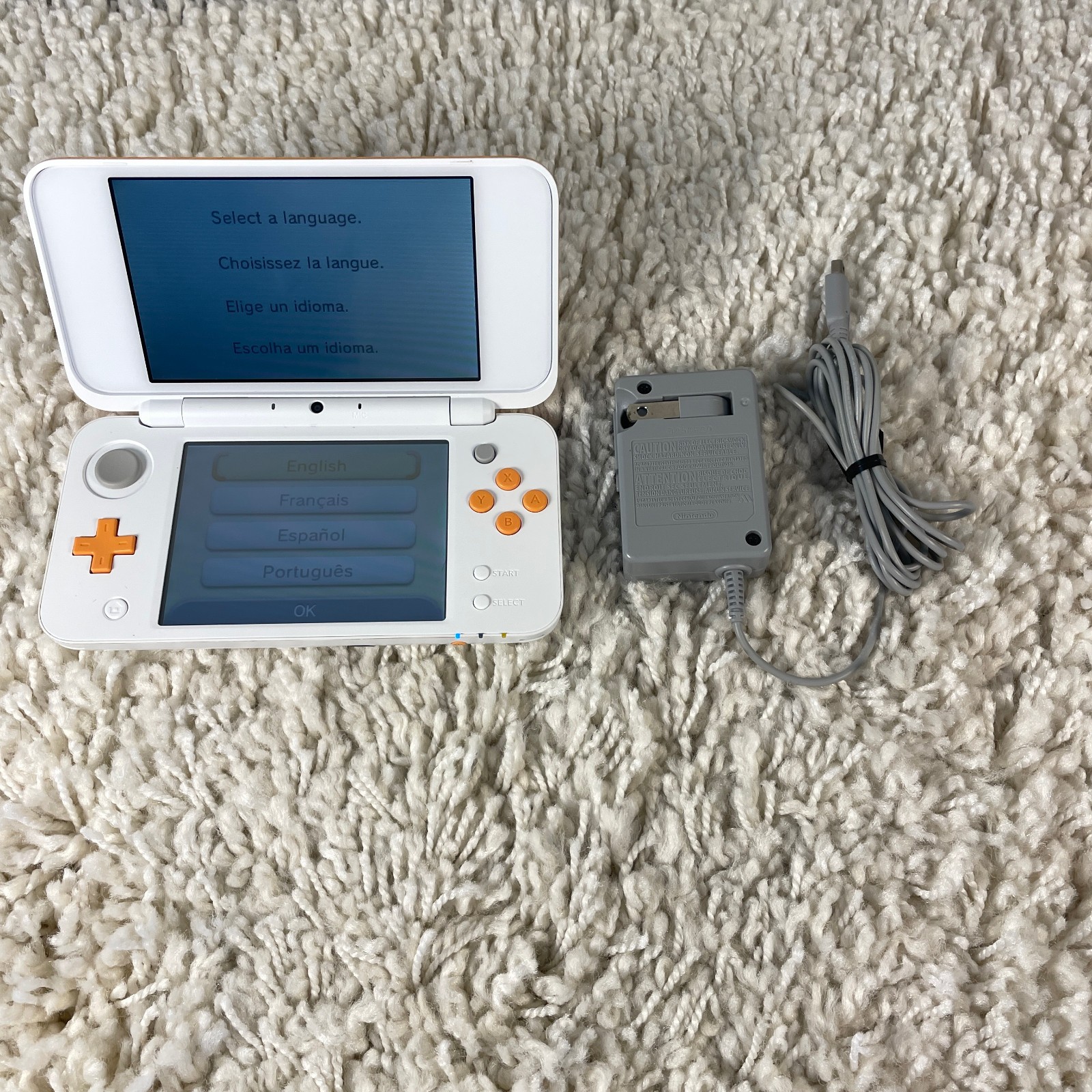 Nintendo 2DS XL Orange And White Handheld Console System JAN-001 Tested