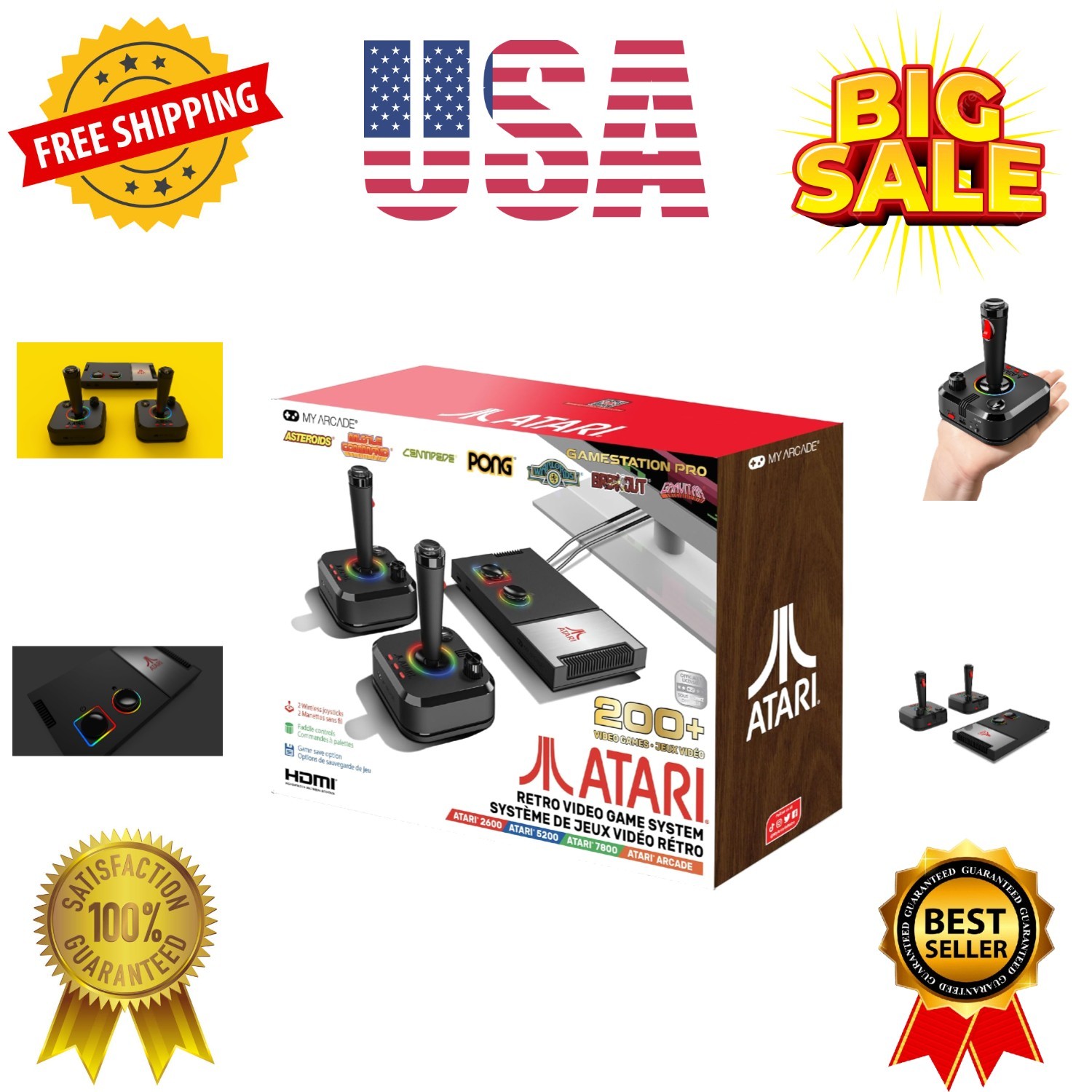 Atari Game Station Pro: Retro Video Game Console with 200+ Games, Wireless Jo…
