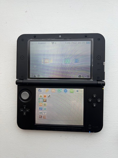 3DS XL Console – BLACK – Custom New Shell – 16GB SD Card + Charger