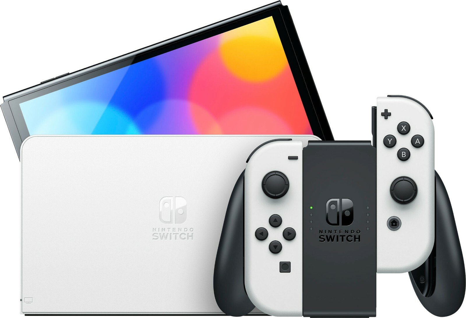 Nintendo Switch OLED 64GB WHITE Joy Cons Console + Screen Protector Bundle