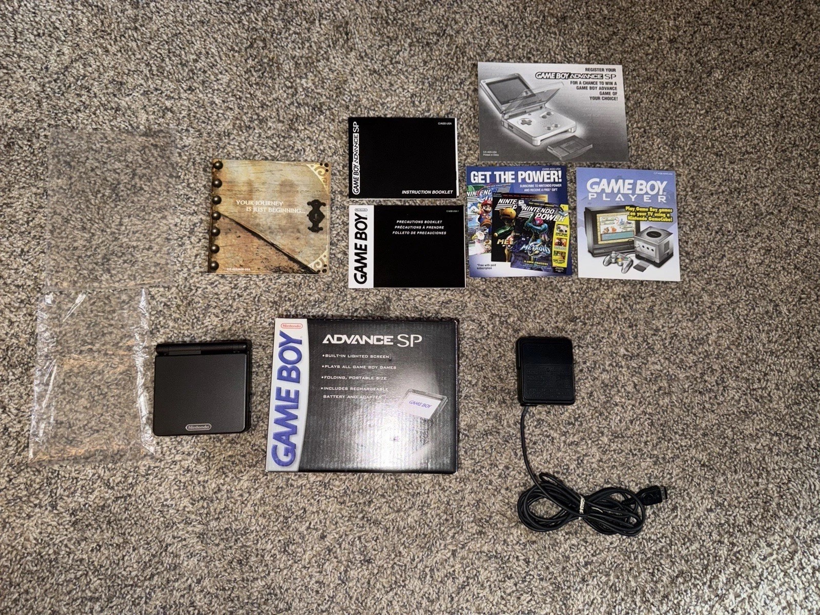 Nintendo Game Boy Advance SP Onyx Black (Tested & Working & CIB)