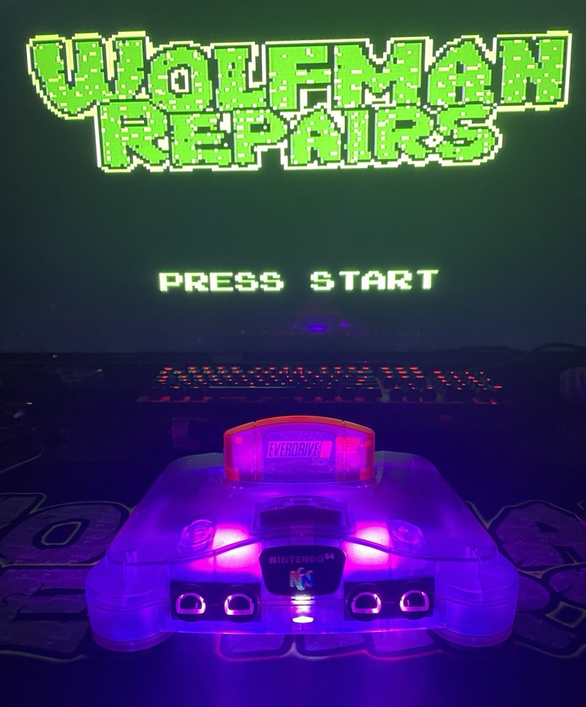 Nintendo 64 New Shell!! Purple LEDs !! RGB Power Light!! USBC!! HDMI Adapter!!