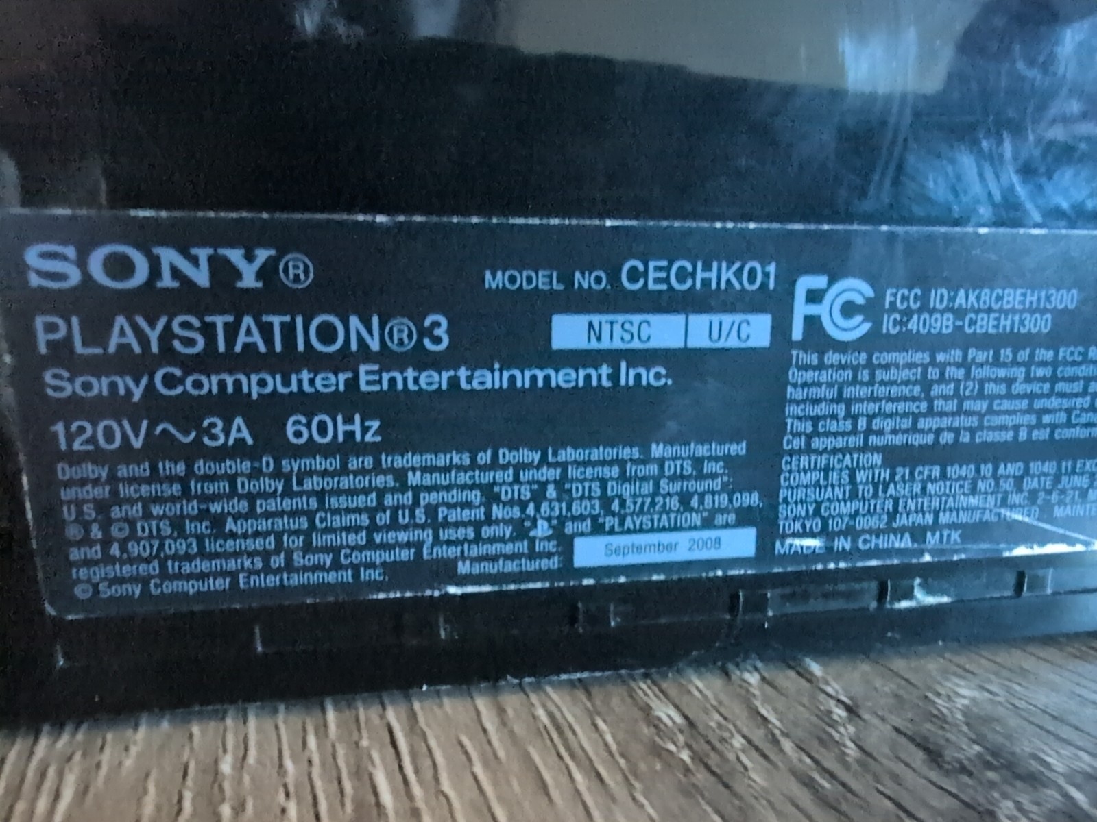 PS3 CHECHK01 80GB. Tested Cleaned, Original Parts. W/ 2 Controllers. Not BC.