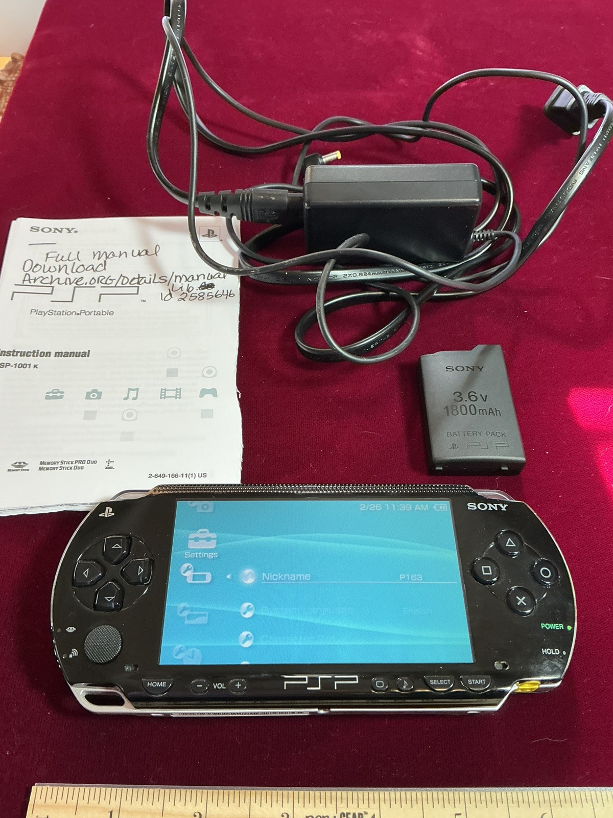 Vintage Sony PSP 1001 Black With Accessories Working