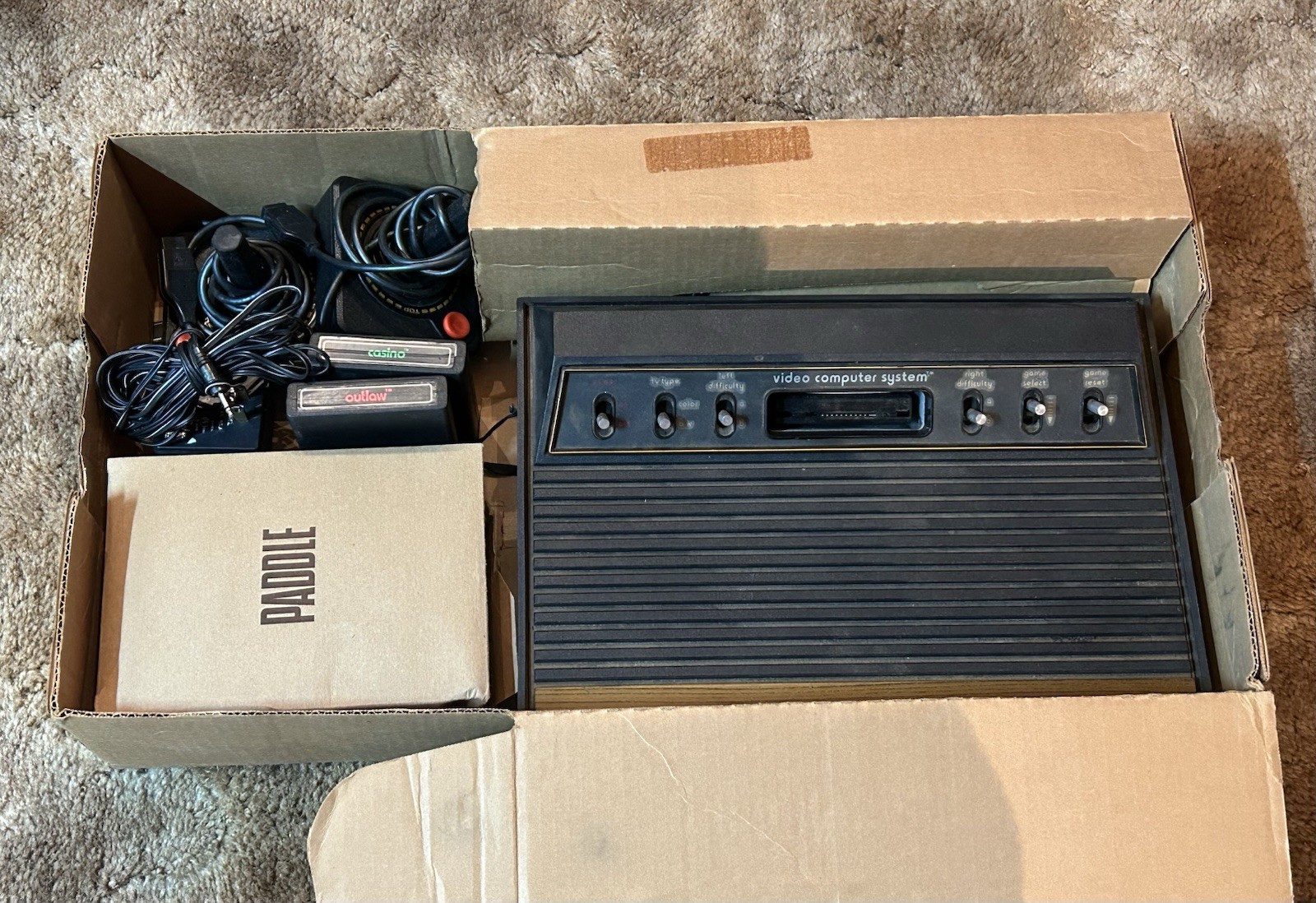 Atari 2600 CX-2600A SYSTEM CONSOLE in BOX & CONTROLLER “Untested Unit”
