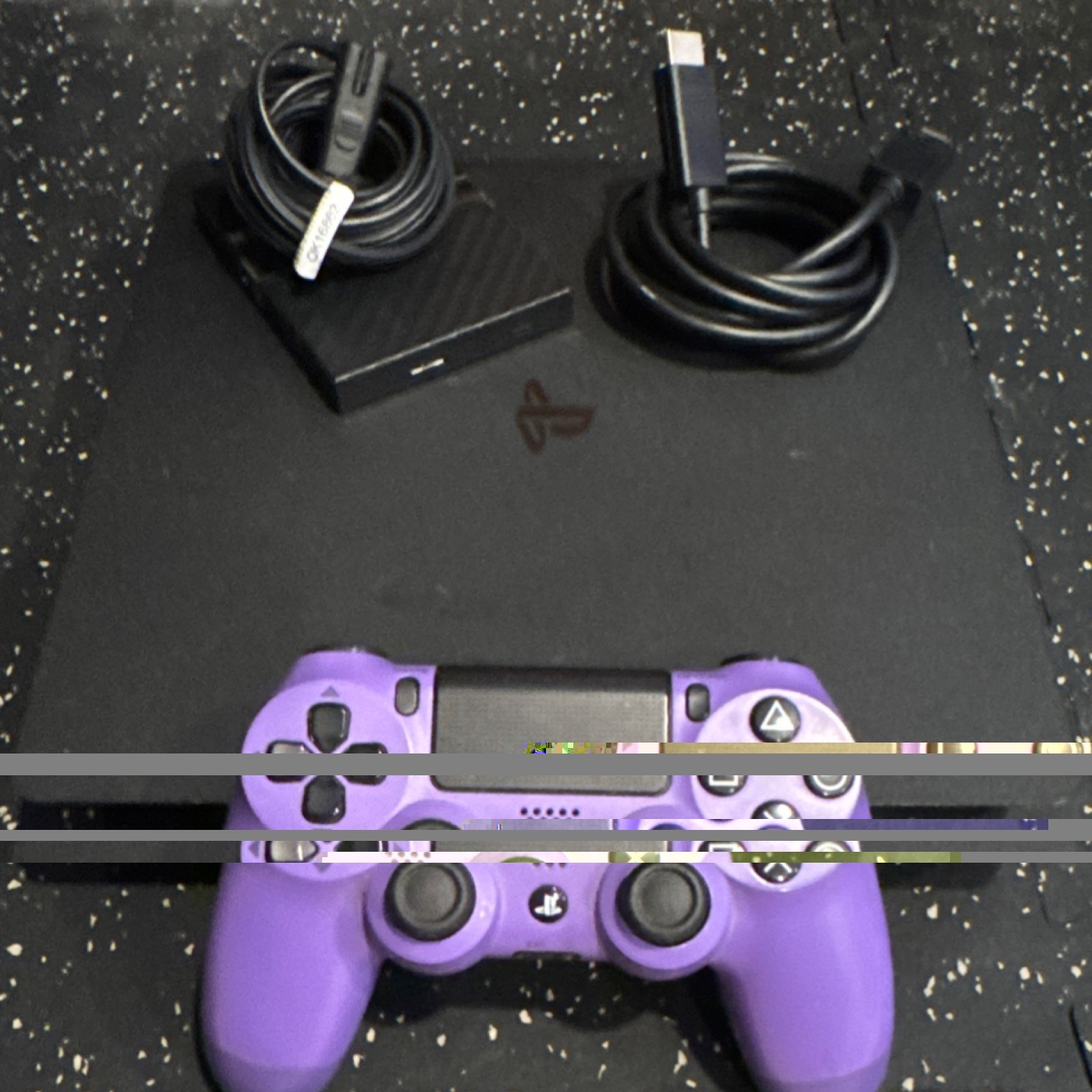 Sony PlayStation 4 SLIM Black Console with Purple Controller + XTRA Storage