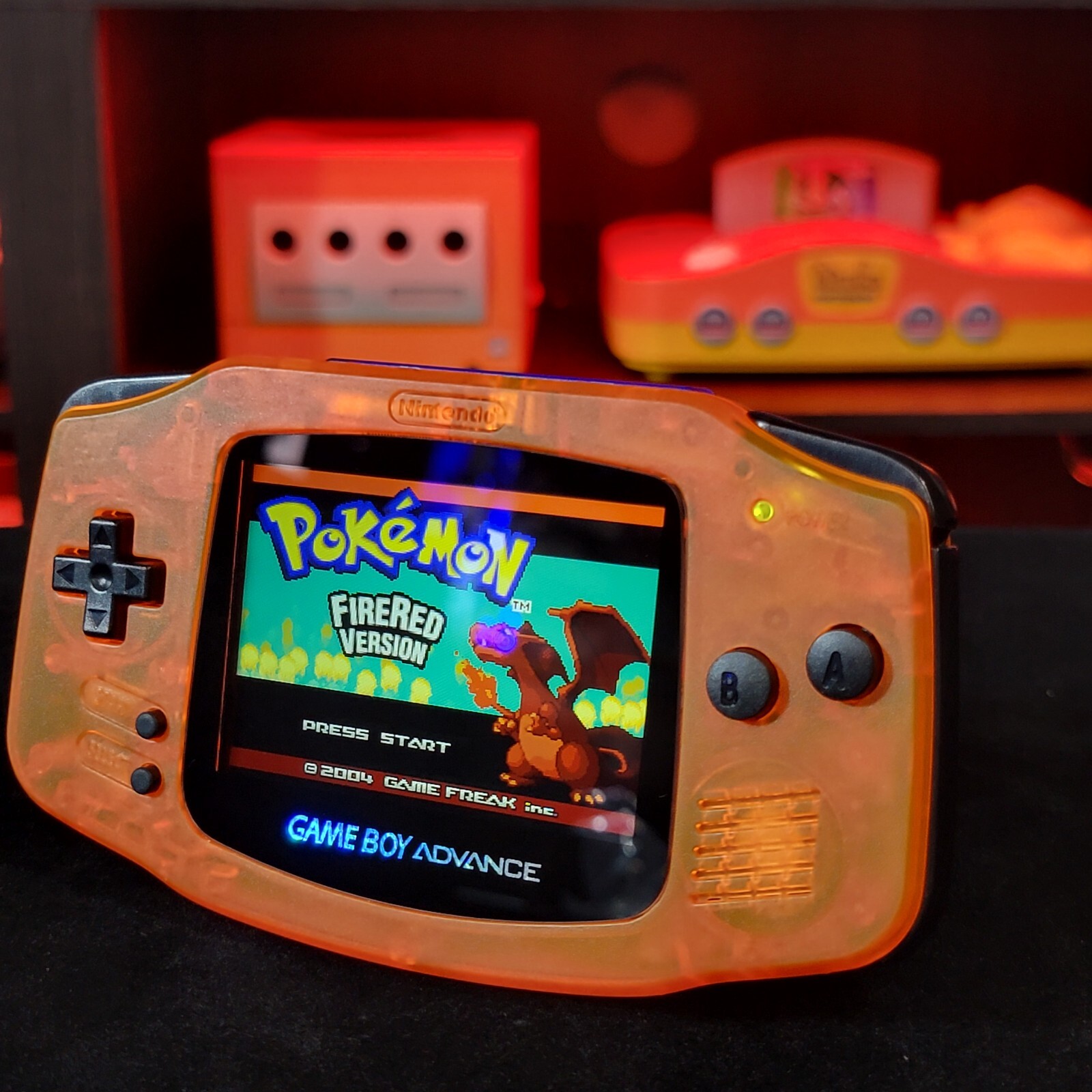 Clear Orange Game Boy Advance GBA Console with iPS V5 Backlight Backlit LCD MOD