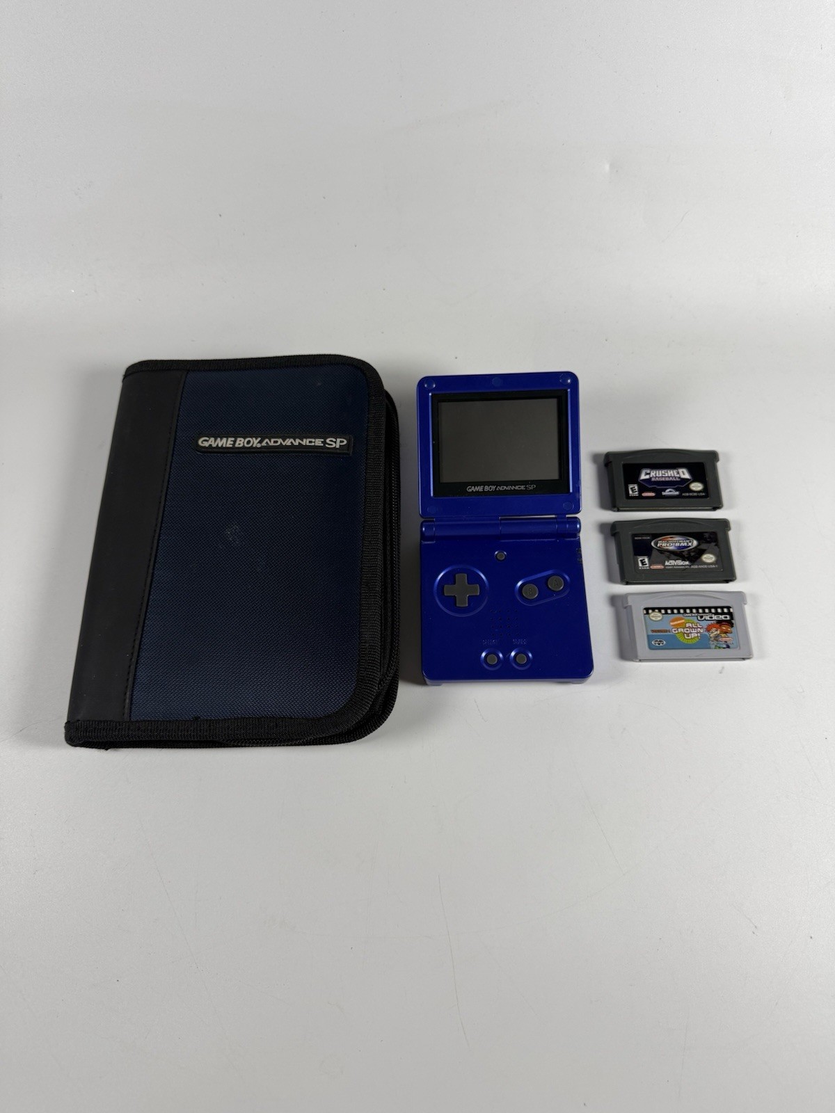 Nintendo Game Boy Advance SP – Cobalt Blue w/ Travel Soft Case, & Games
