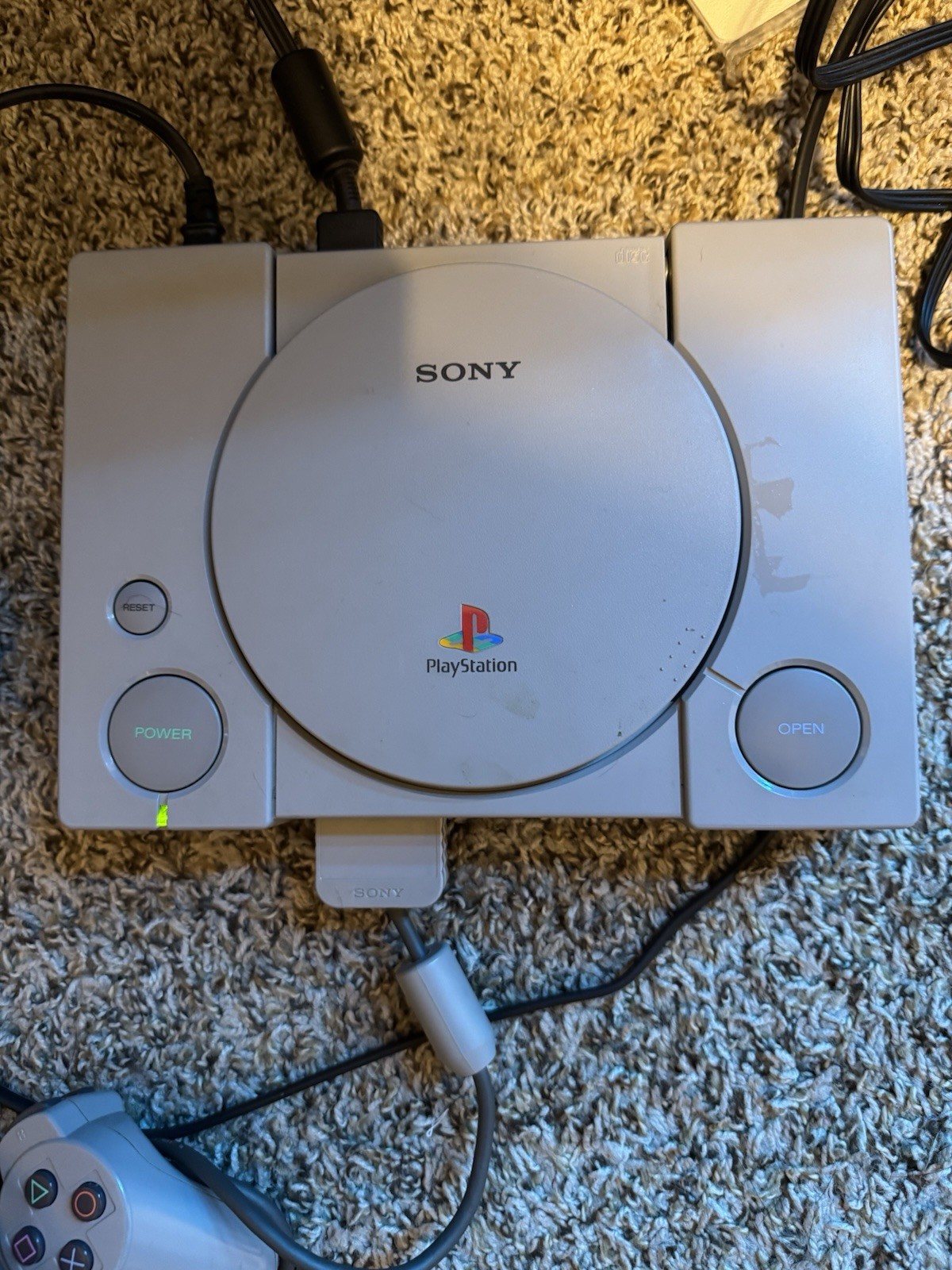 Tested Sony PlayStation 1 SCPH-7501 with OEM DualShock Controller No Power Cord
