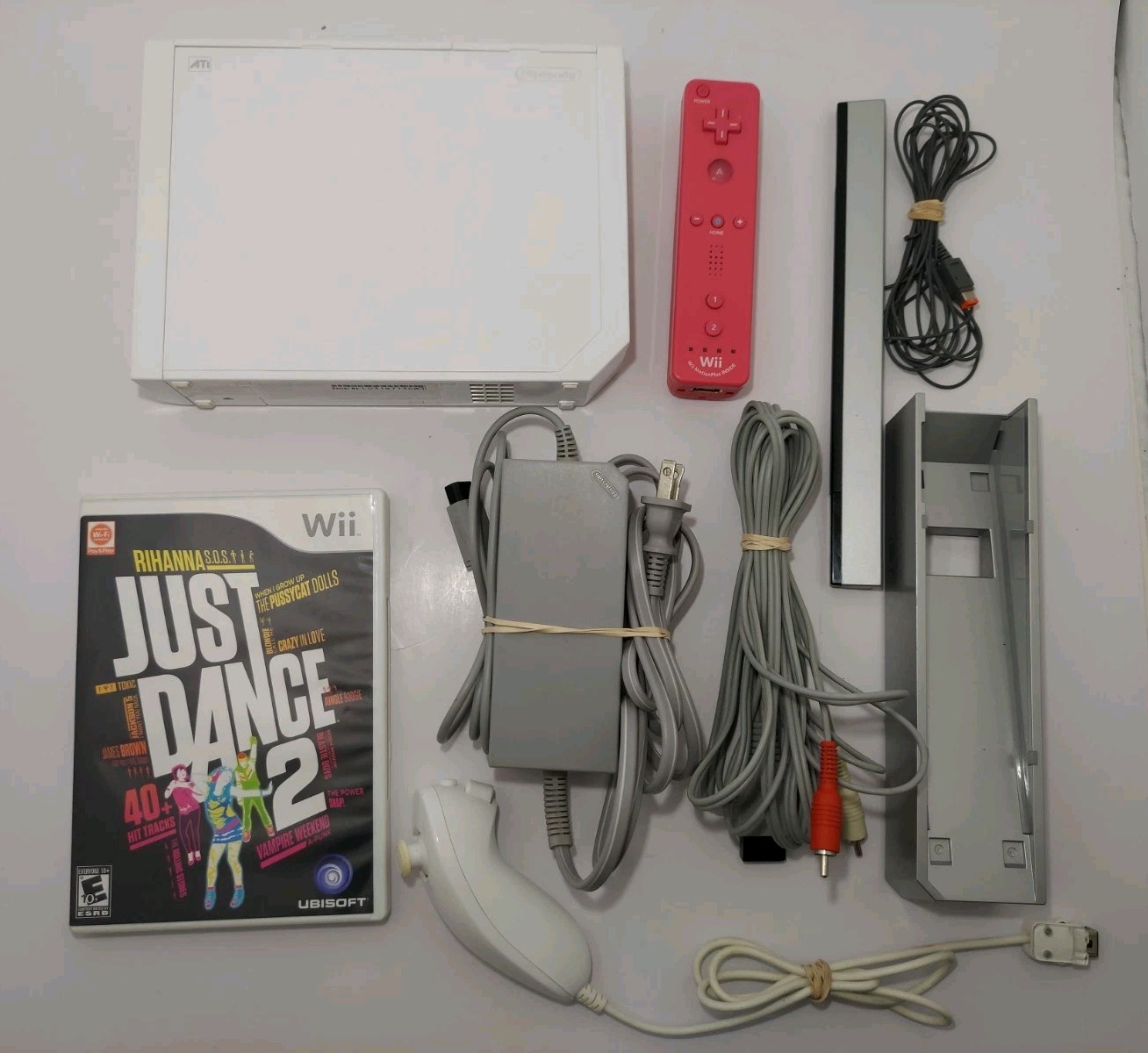 Nintendo Wii Console Bundle Oem Controller Motion Plus, Game Nunchuck, & Cords
