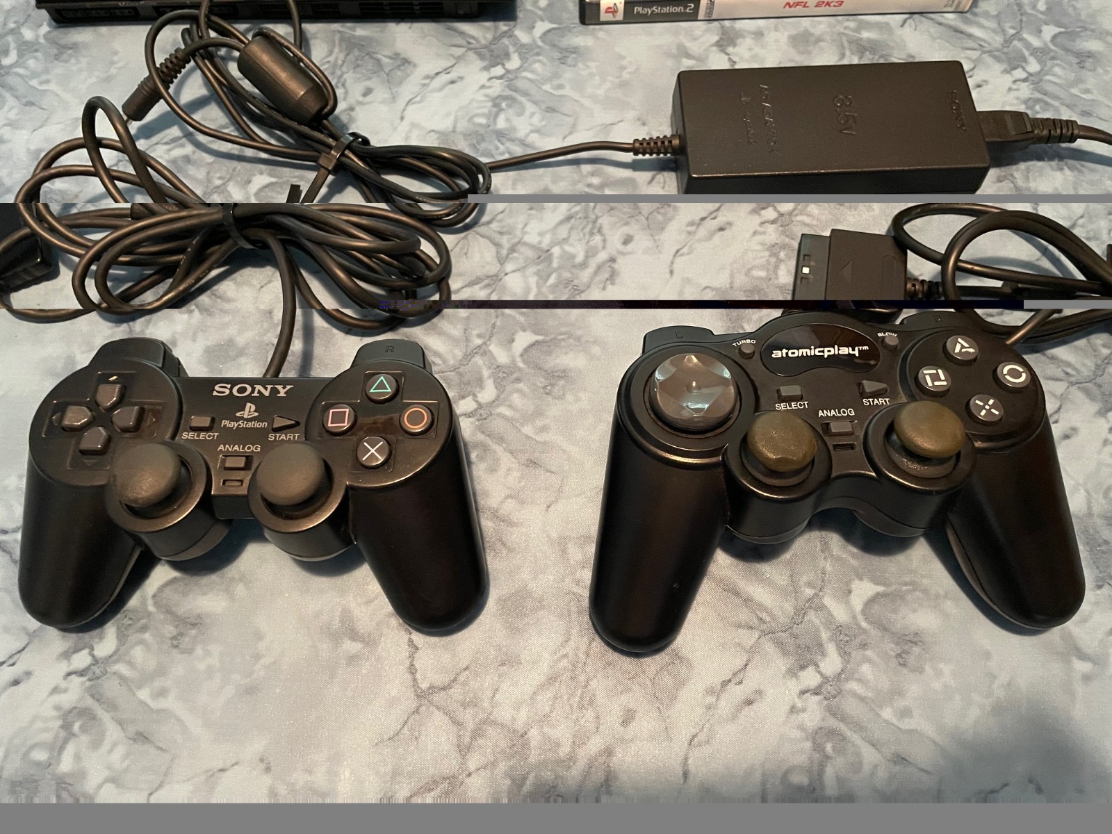 Sony PlayStation2 Lot Slim Black Console, Controller, Cords, Games, Tested Works
