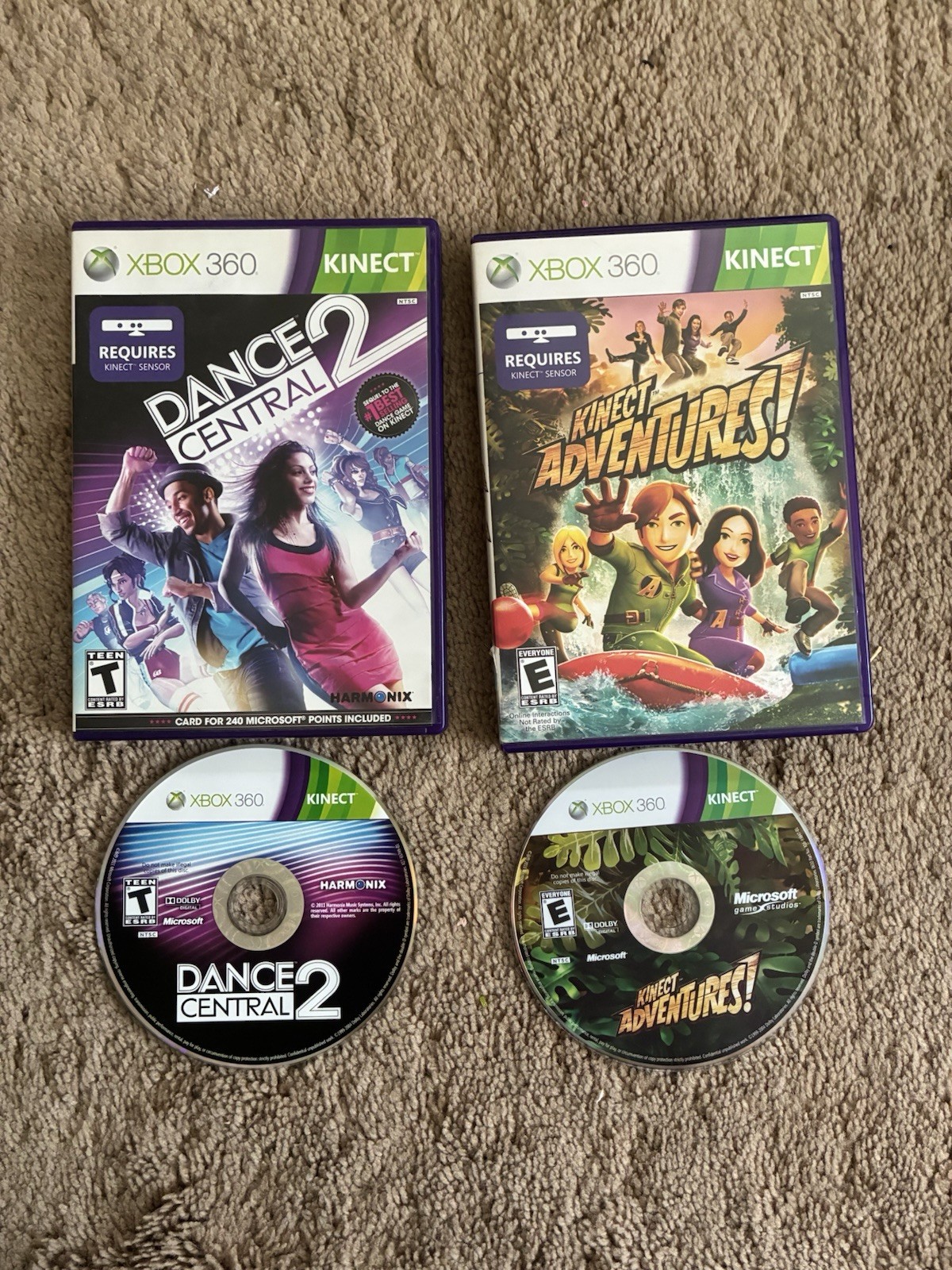 Xbox 360 Console E Console w/ 2 Controllers & 2 Dongles (No HDMI Cable) 23 Games