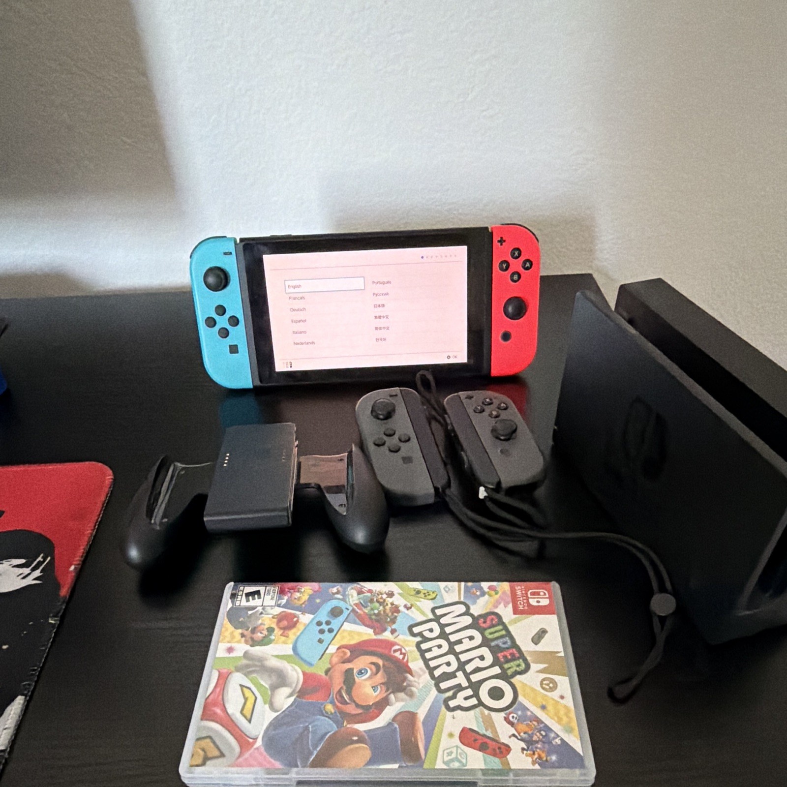 Nintendo Switch HAC-001 Console Bundle w/ Dock Joy-Cons Grip 32GB + Gray Joy-Con