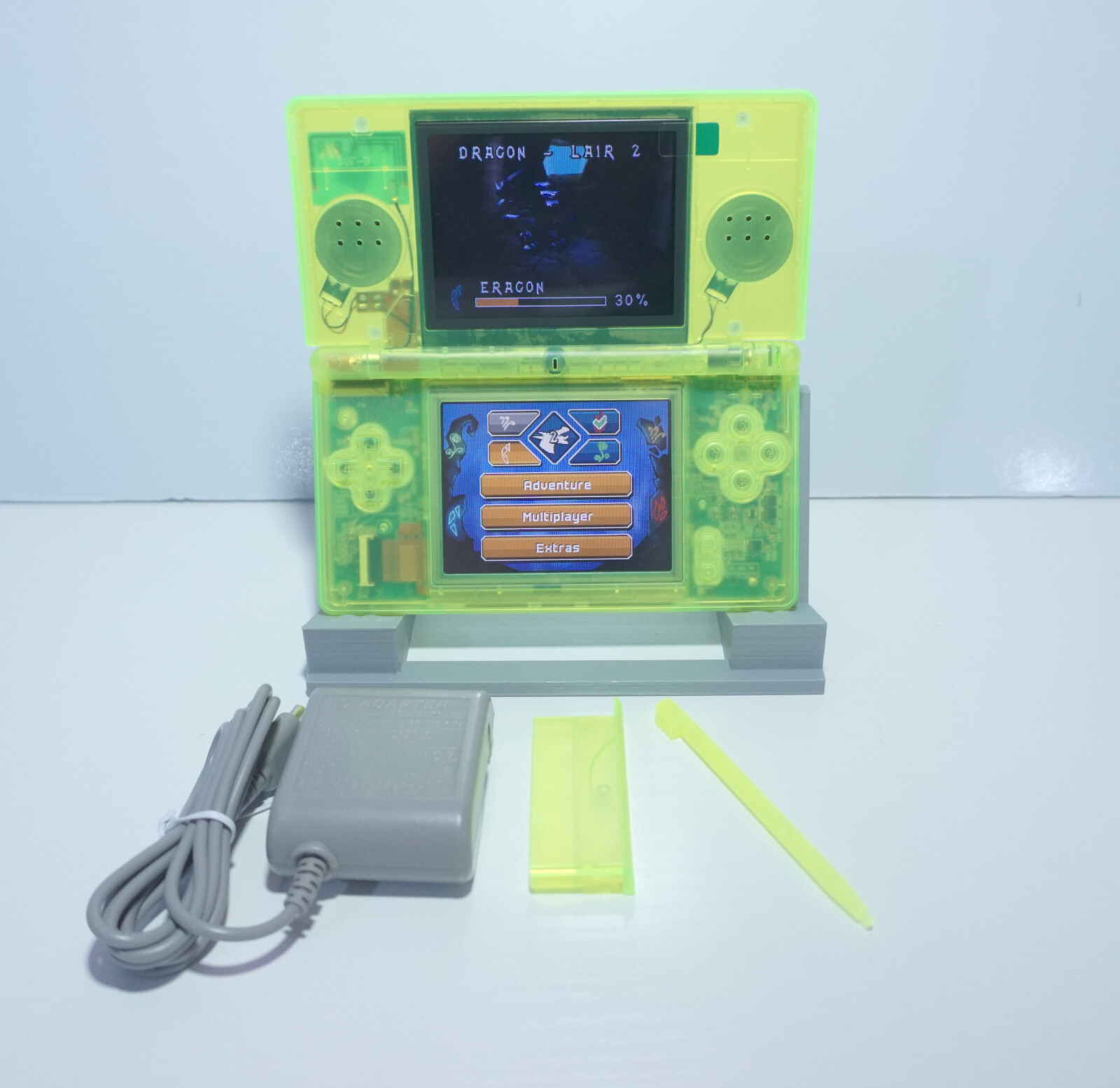 Nintendo DS Lite Transparent Clear Lime Green Handheld System with Charger