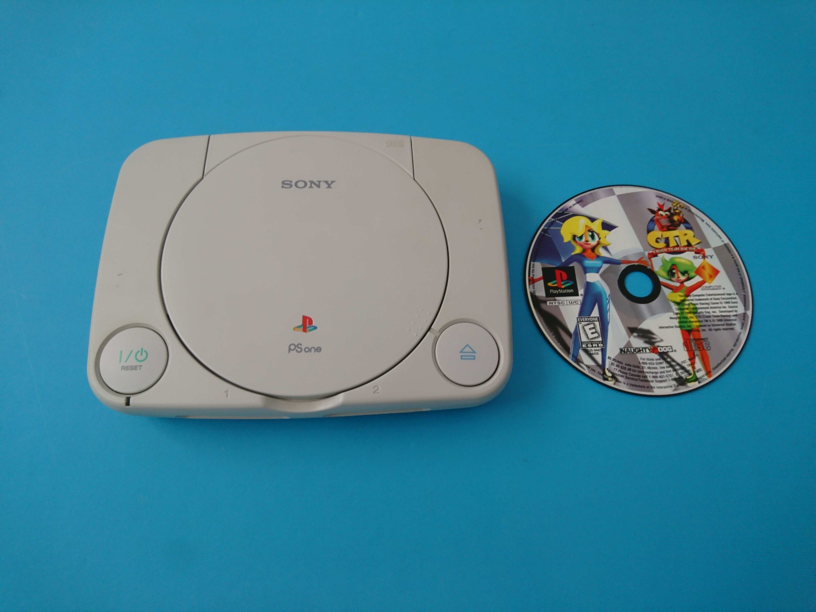 SONY PLAYSTATION PSONE PS1 SLIM WHITE CONSOLE & CRASH TEAM RACING BOTH UNTESTED