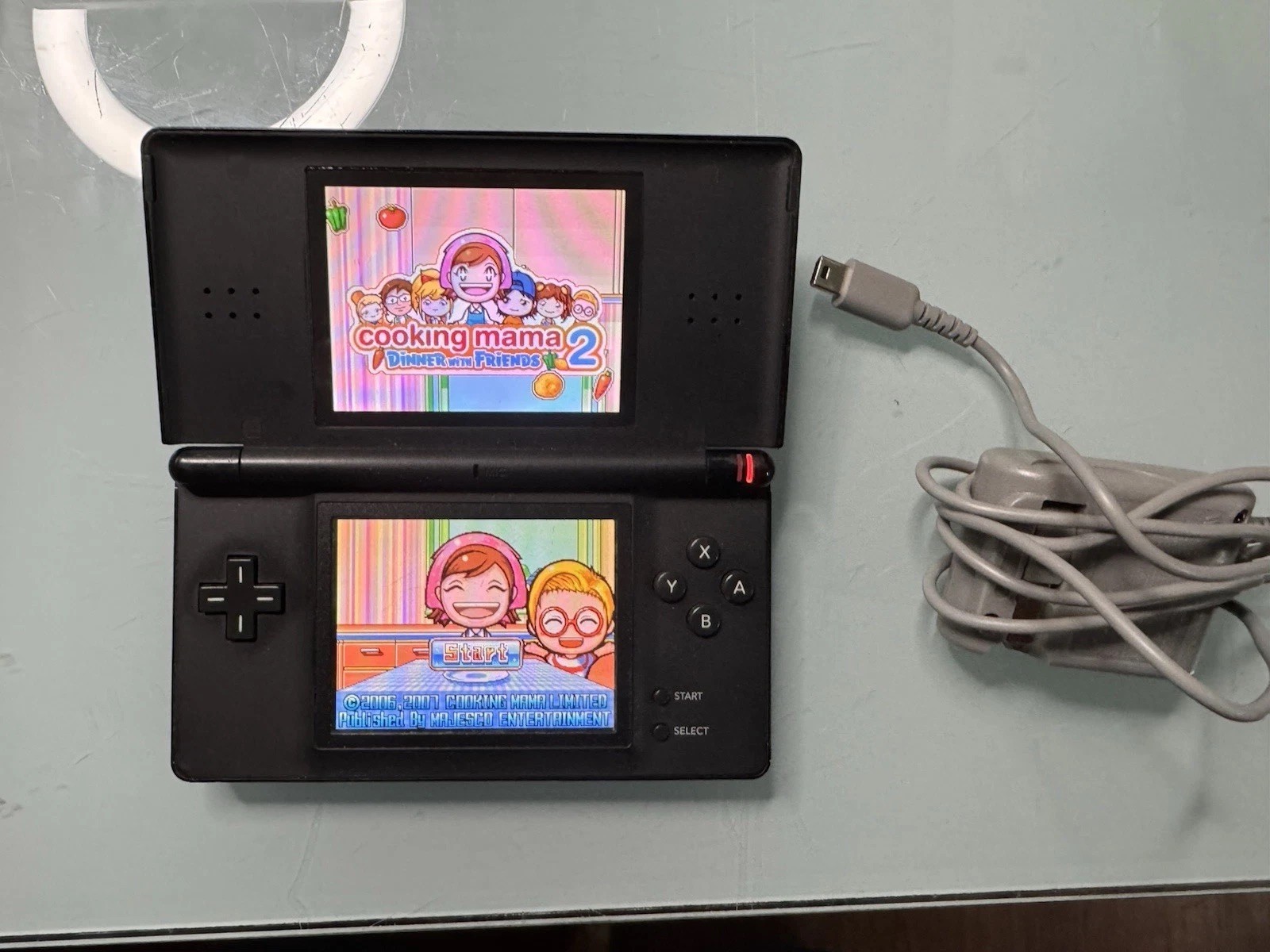 Nintendo DS Lite Black Console w/ Charger Cooking Mama 2 Tested Working