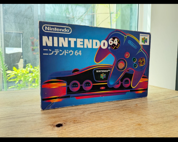 Nintendo 64 N64 Console Boxed Set Charcoal Gray Controller Adapter Japan