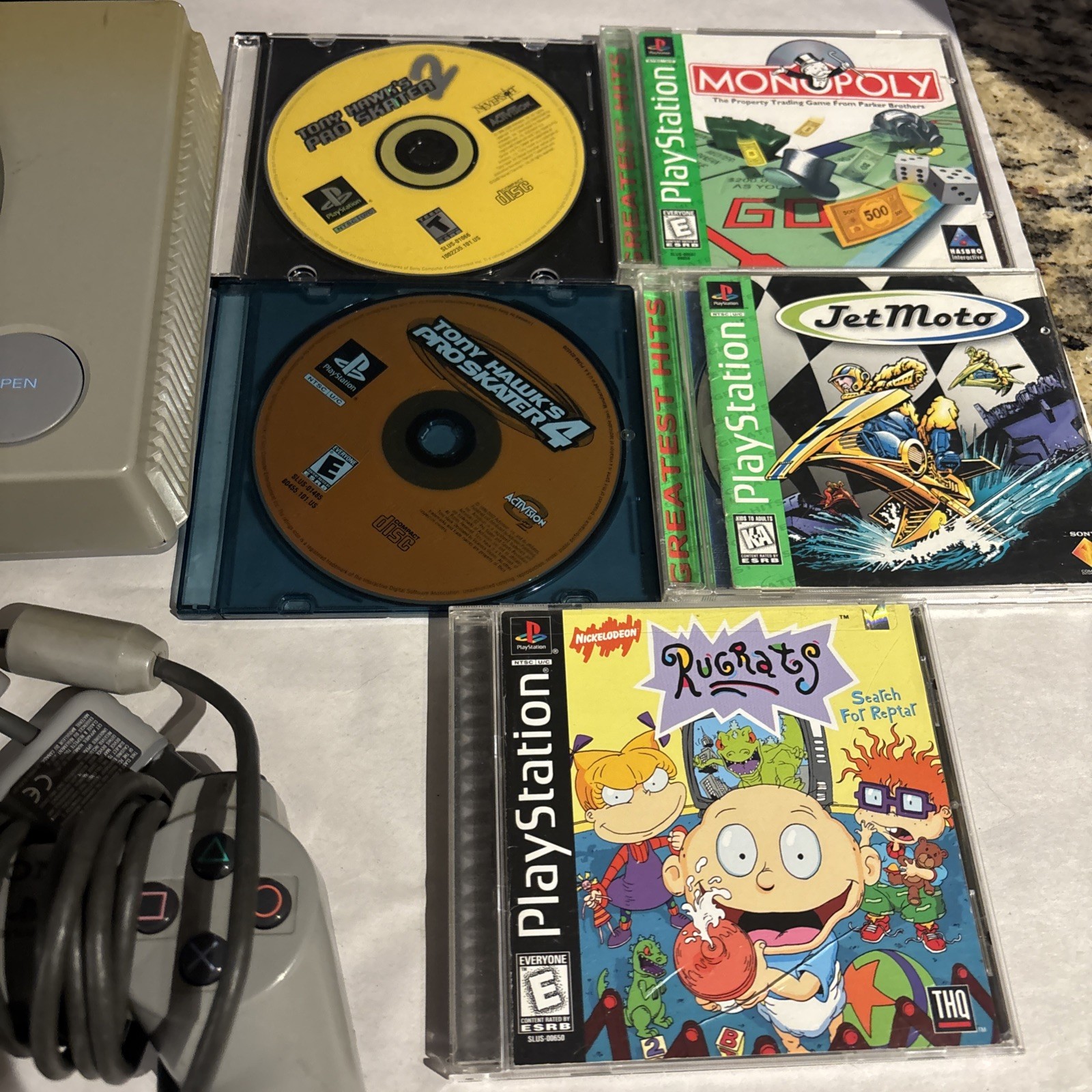 Sony PlayStation 1 PS1 Console Bundle with 2 Oem Controller & Cords Tested Games