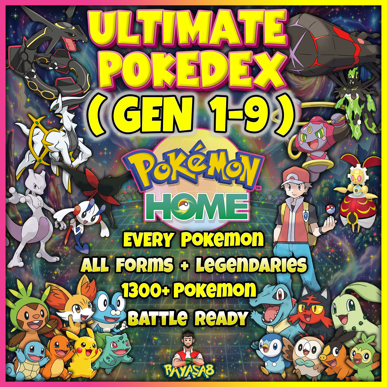 All Pokemon Gen 1-9 (1300+) Shiny/Non ✨ Max IV EV HOME Ready