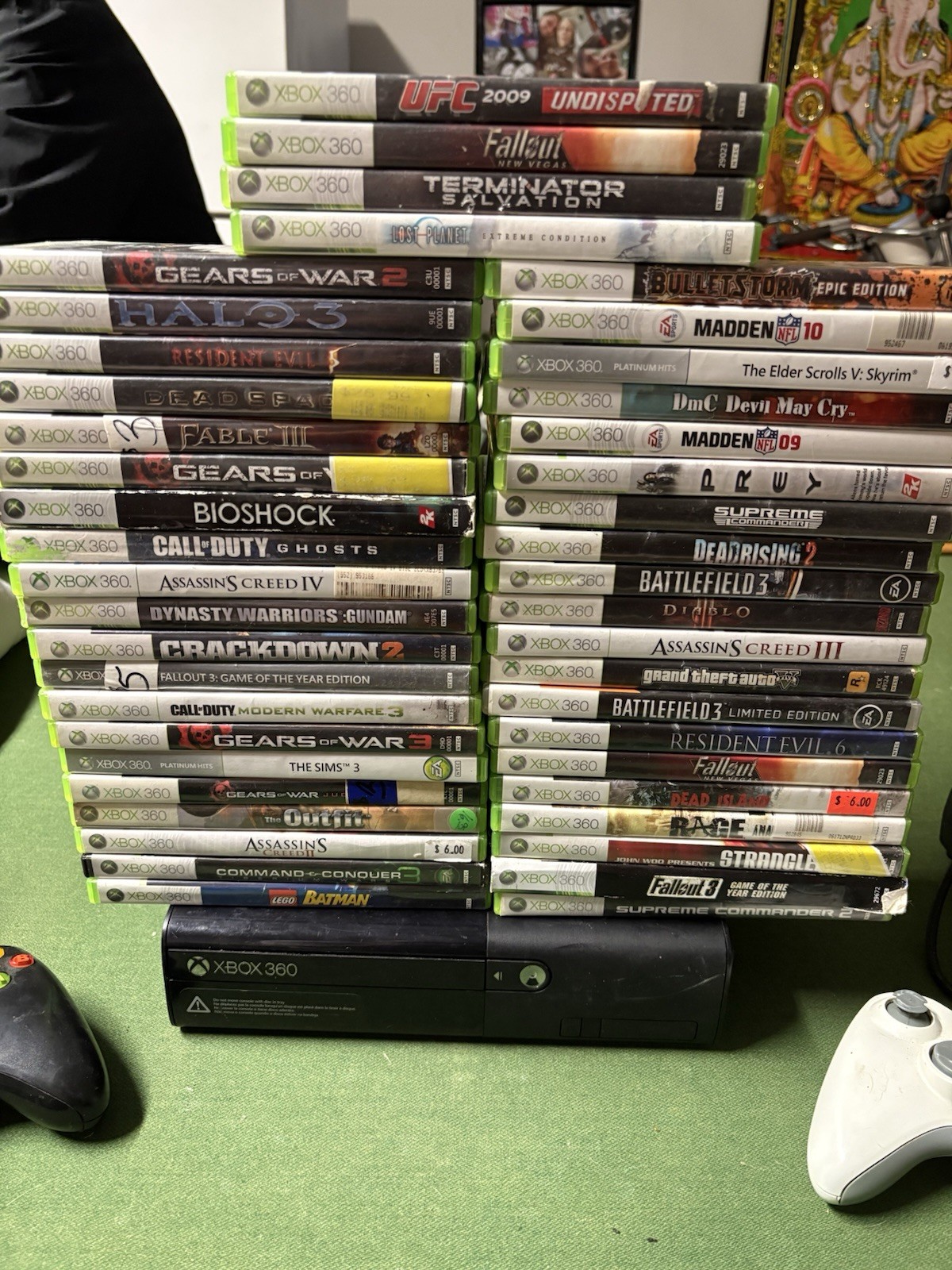 Xbox 360 E Bundle, 3 Wireless Controllers, 45 Games—TESTED/WORKING!