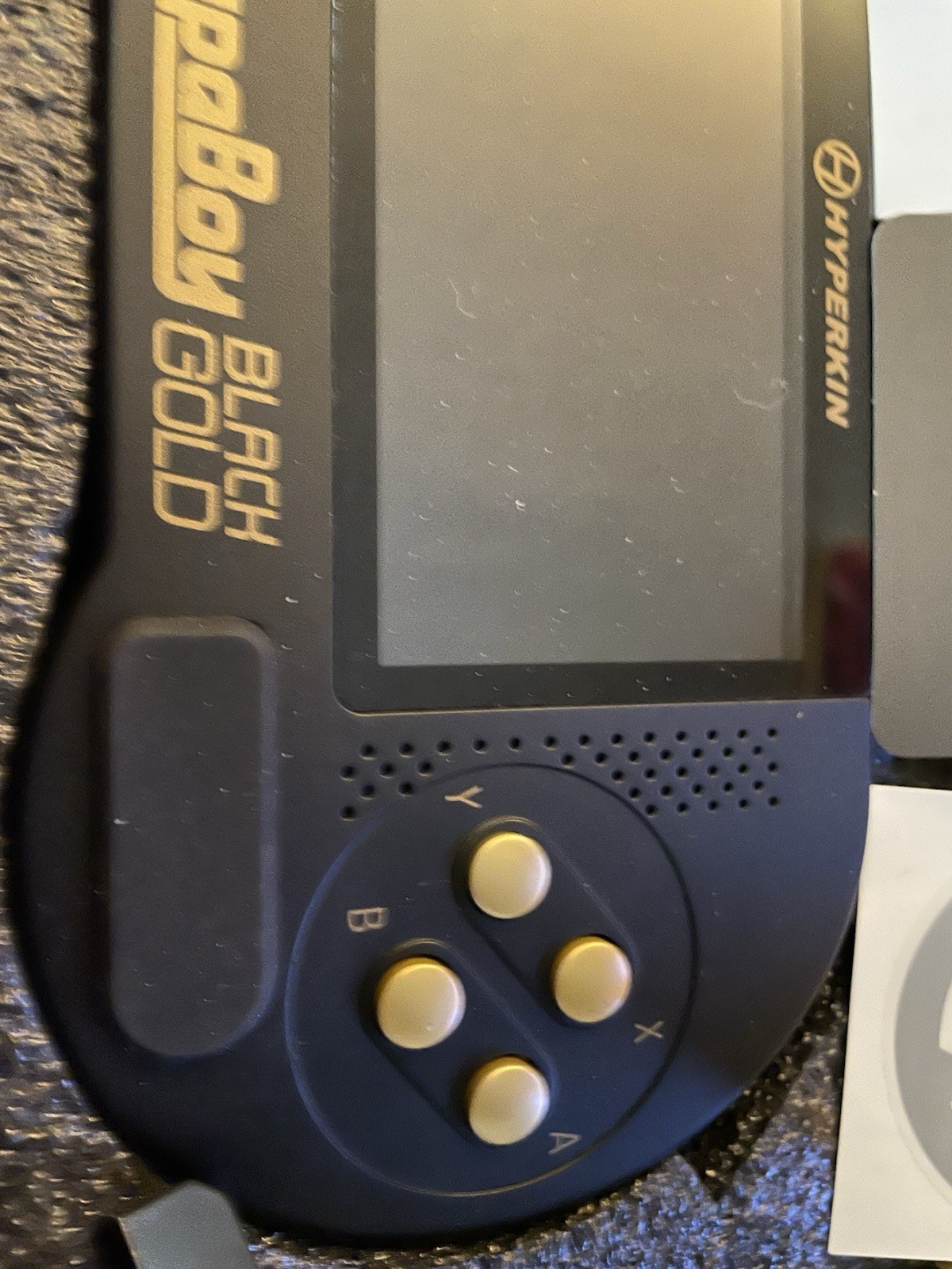 Hyperkin SupaBoy Portable Pocket Black Gold Console Two Carts Retro Gaming SNES