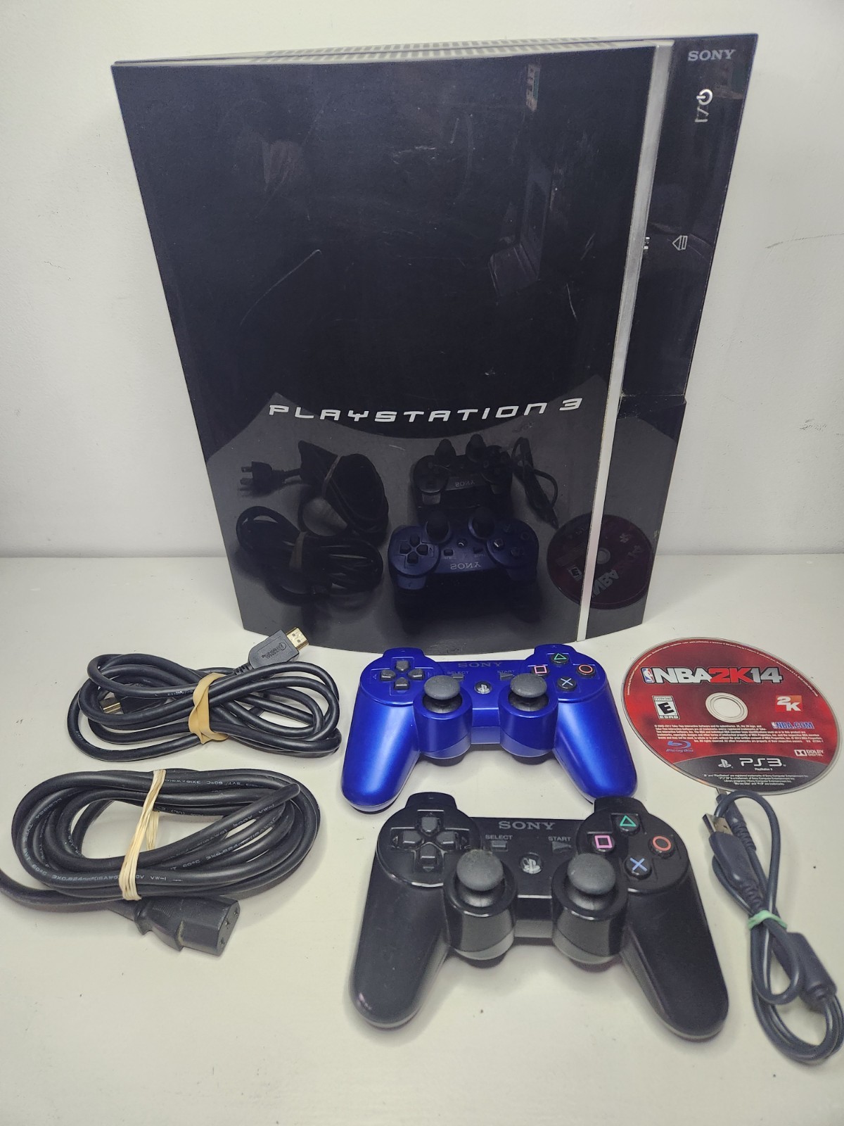 Sony PlayStation 3 CECHH04 (80 GB) Console Bundle w/ 2 Controllers & NBA 2K14
