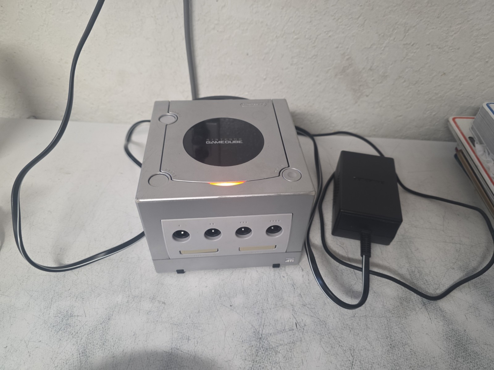 Nintendo GameCube Silver DOL-001 Console Tested Working W/ Game & Power Supply