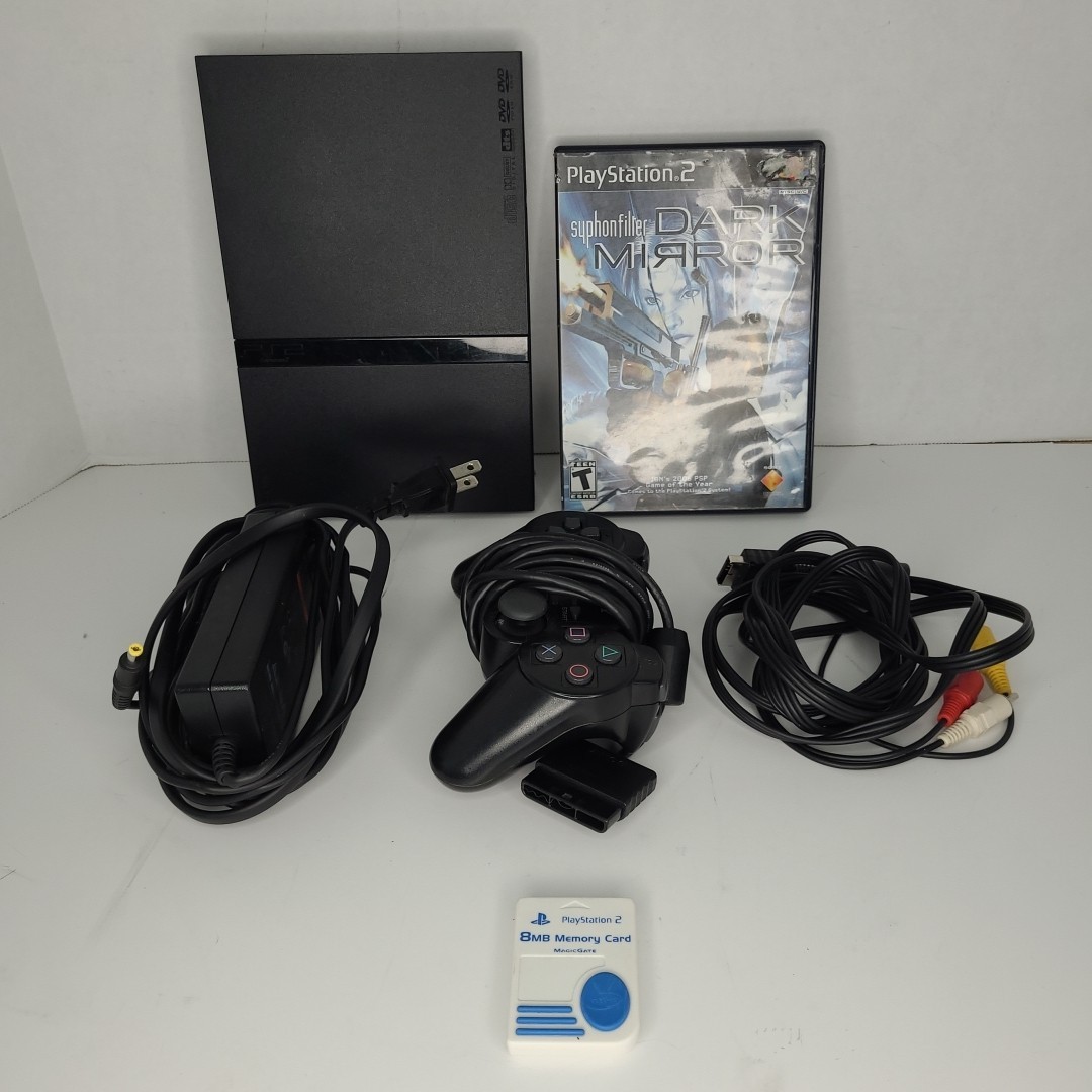 Sony PlayStation2 Slim Console w/Cords 1 Control Syphon Filter Dark Mirror Works