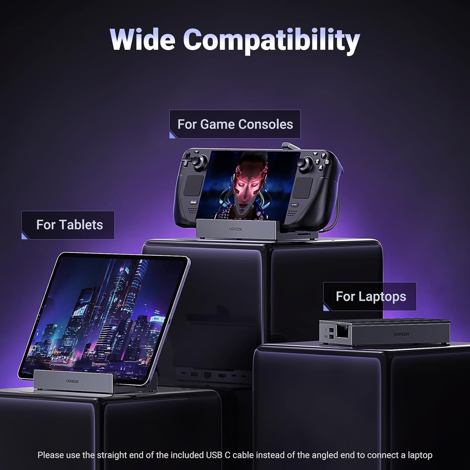 Versatile USB C Docking Station: 4K Display & PD 100W Fast Charging for Gamers