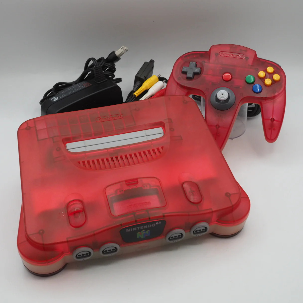 Nintendo 64 Console System Clear Red NUS-001 Tested Working N64 NTSC-J NTSC-U/C