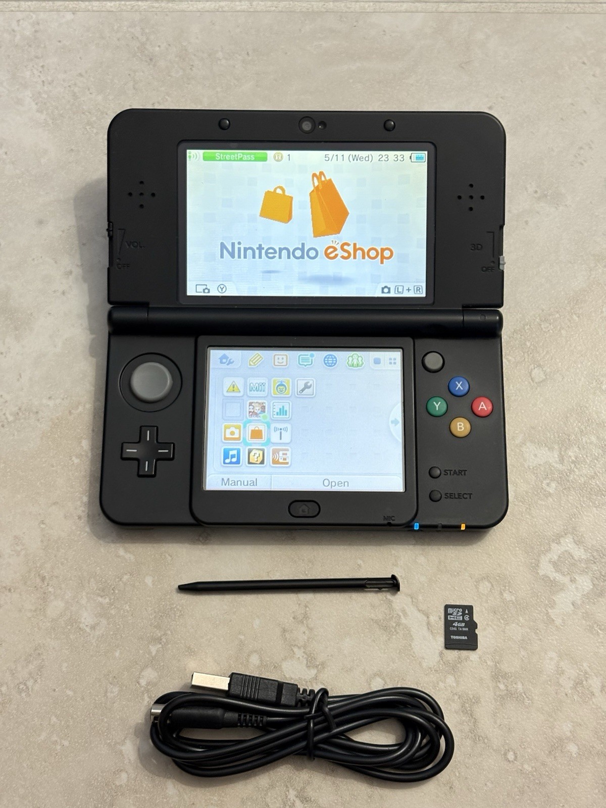 Nintendo New 3DS Black Edition Handheld System Console With Charger USA Seller