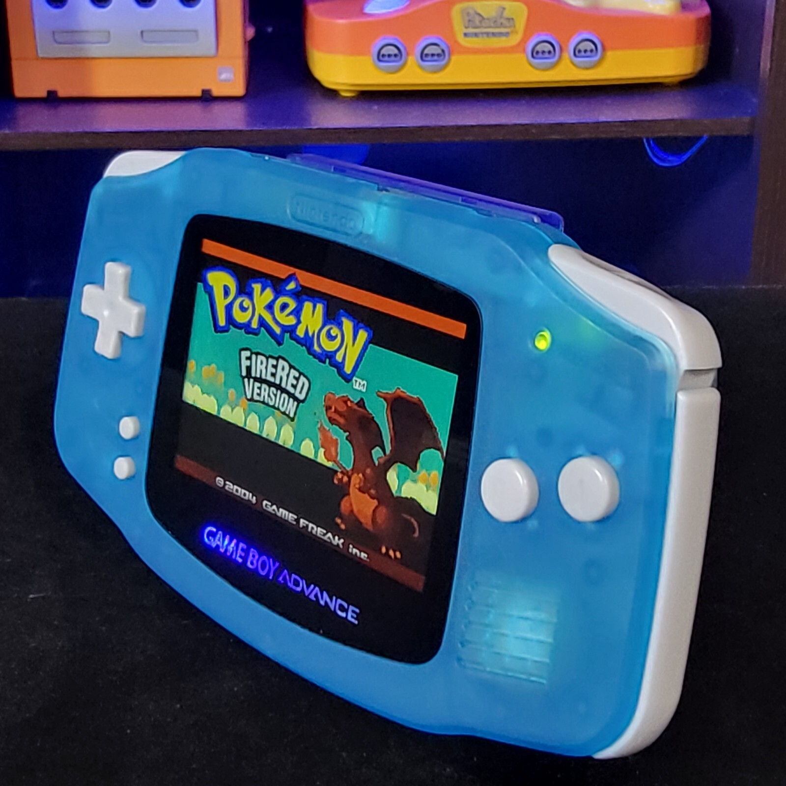 Clear Blue Game Boy Advance GBA Console with iPS V5 Backlight Backlit LCD MOD