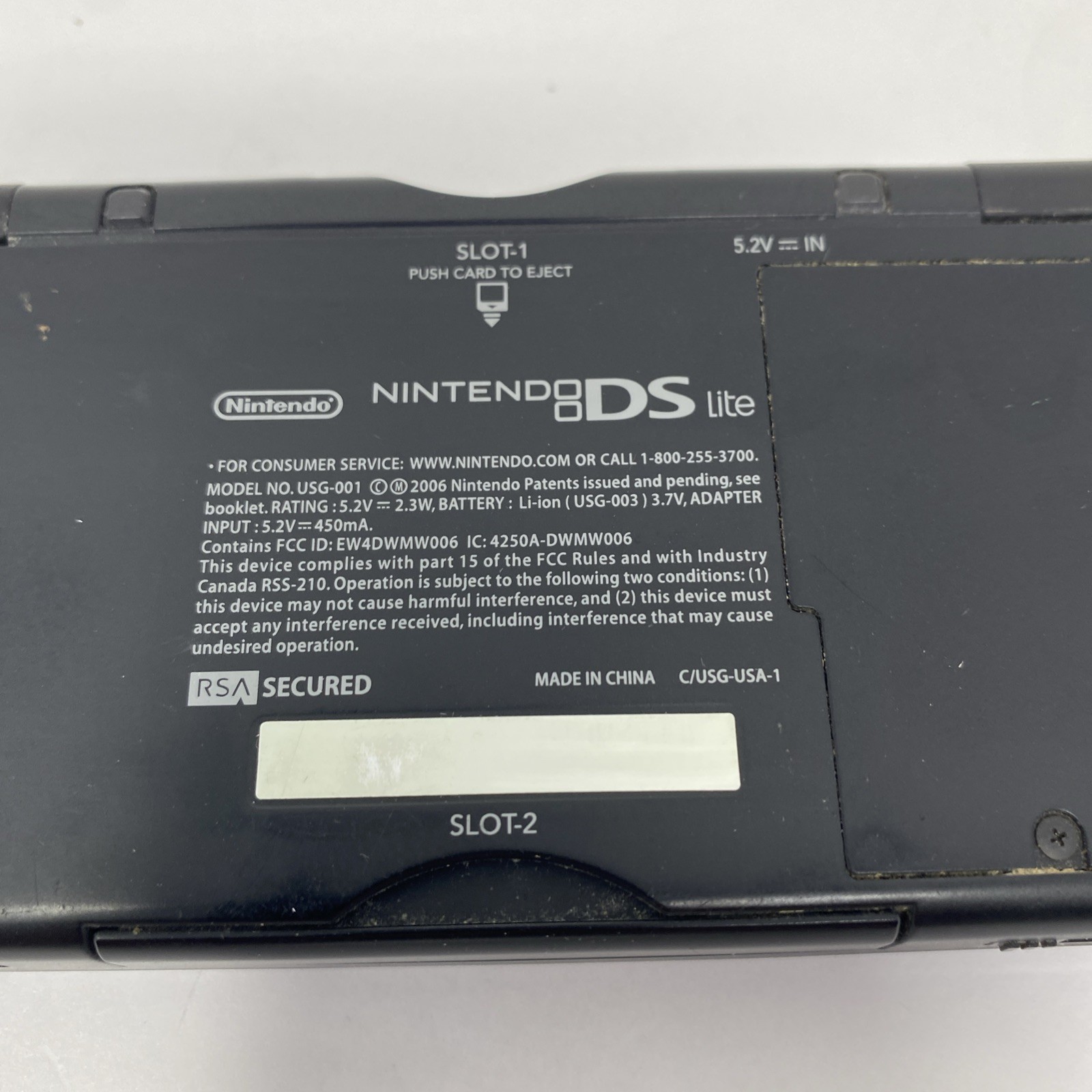 Nintendo DS Lite Handheld Game Console USG-USA-1 Broken Hinge