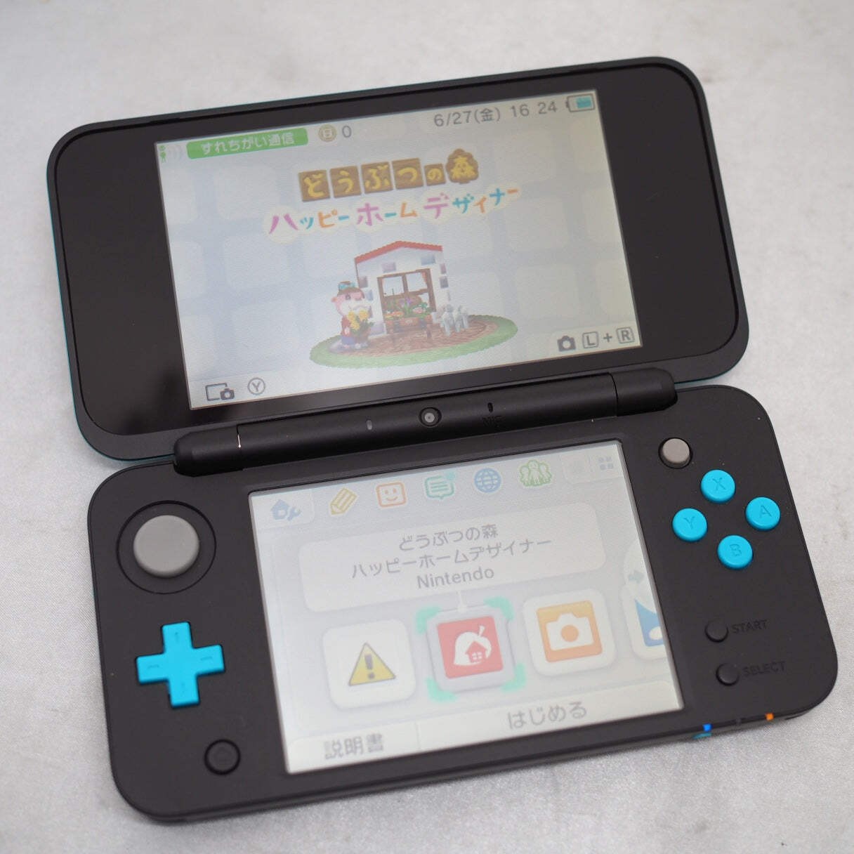 Nintendo new 2DS LL Handheld Console only Black×Turquoise JAN-001 Tested NTSC-J