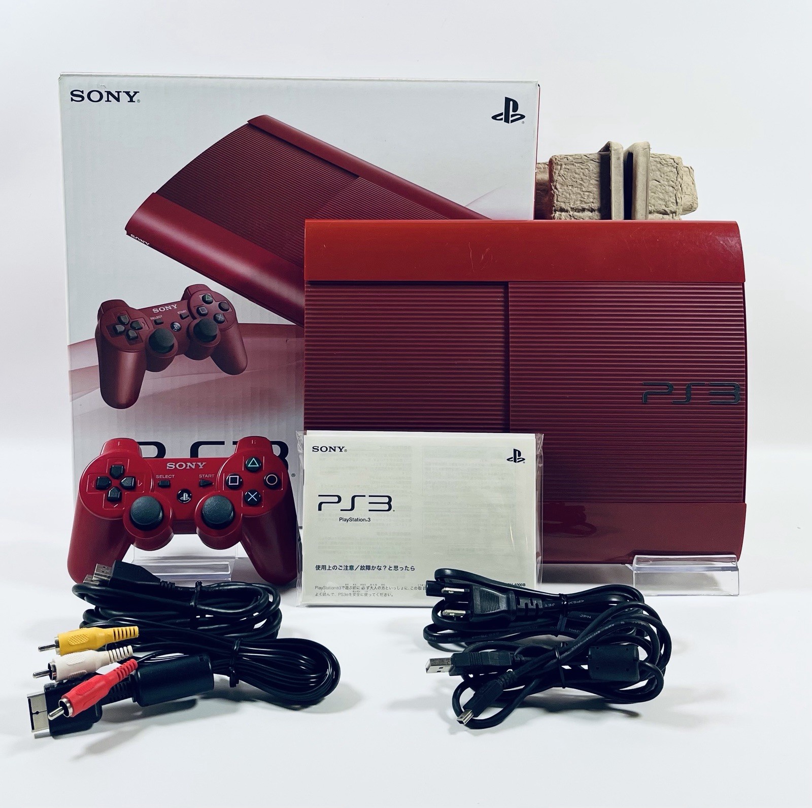 🔥RARE Sony PS3 CECH-4000B 250GB ❤️ Garnet Red 🎮 1 Controller Super Slim Tested