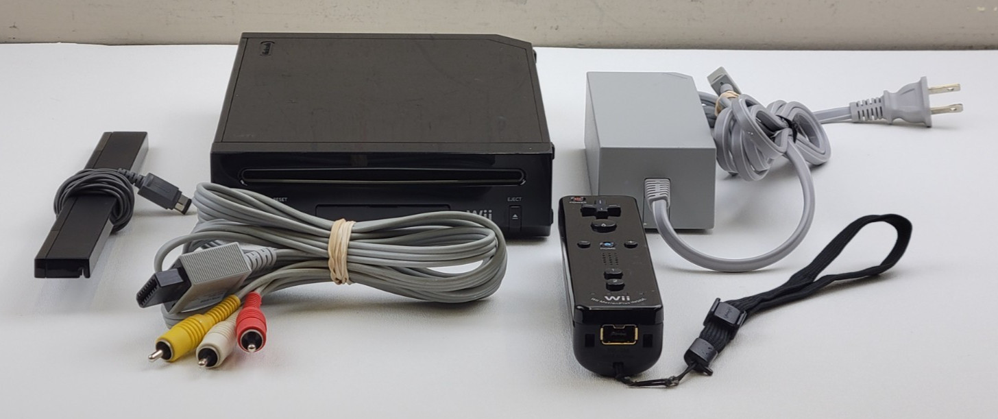 Nintendo Wii Black Console RVL-101(USA) w/ Wii MotionPlus Remote & Cords – WORKS