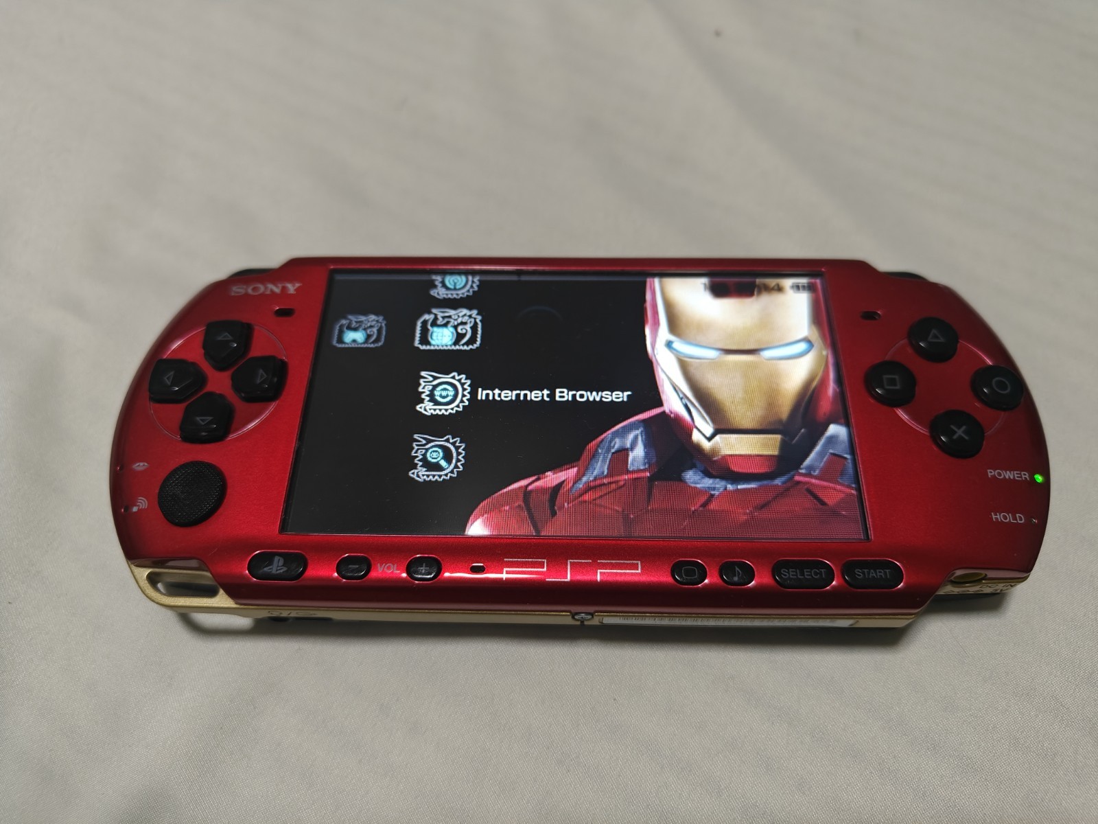 Sony PSP 3000 Console MONSTER HUNTER 3RD Glass Lens IPS Screen Red Good Condi