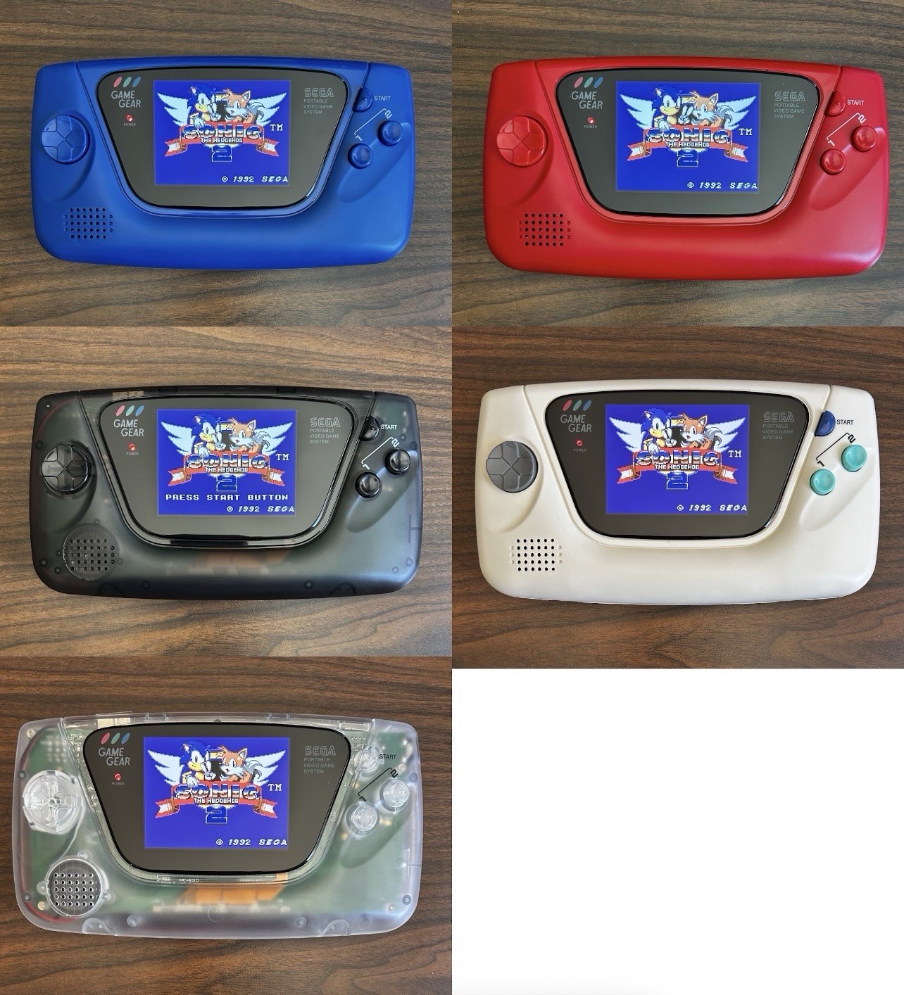 Sega Game Gear ips screen- red, blue clear black, red- rechargable- FAST SHIP