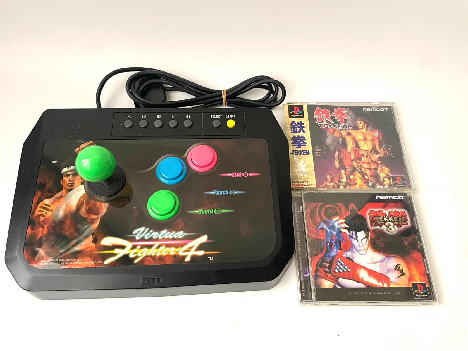 Hori Virtua Fighter 4 Arcade Stick PS1 PS2 Controller Tested w/ Tekken Lot JP
