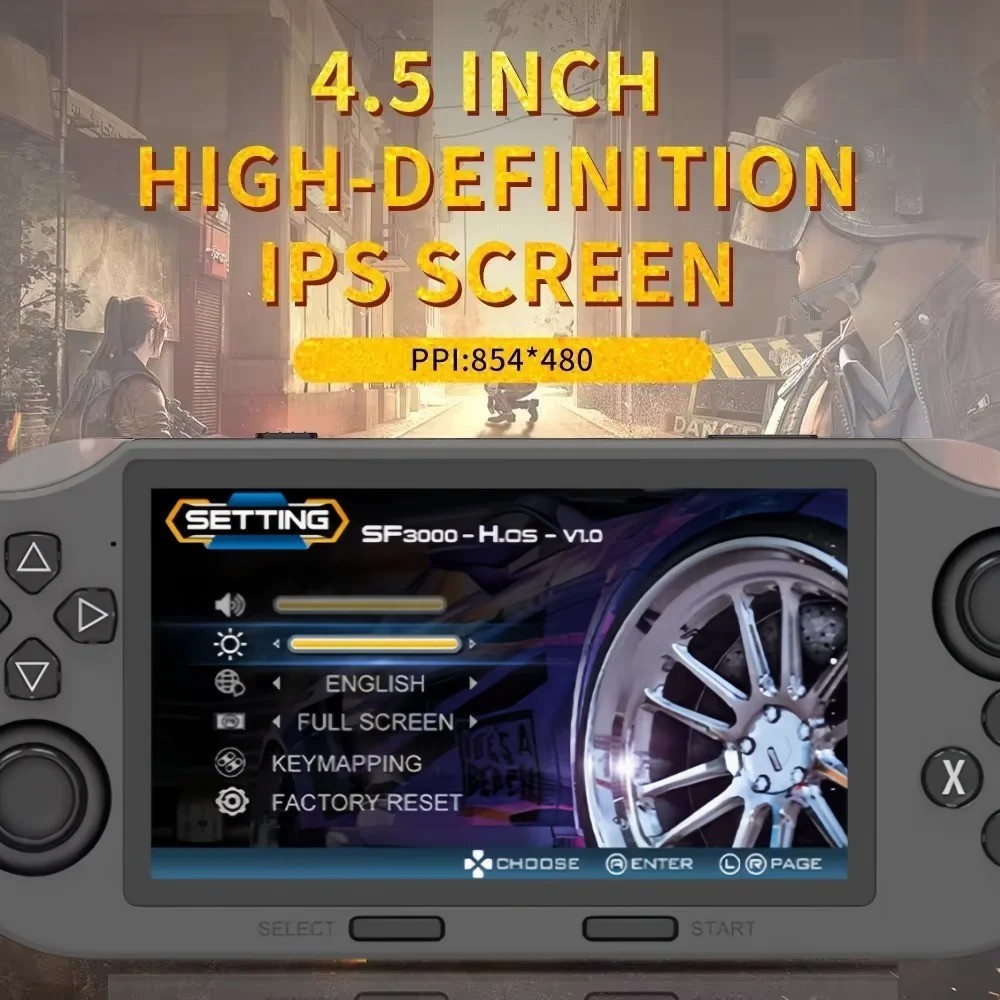 Retro Handheld Video Game Console Linux System 4.5 Inch 854*480 IPS Screen 3000m