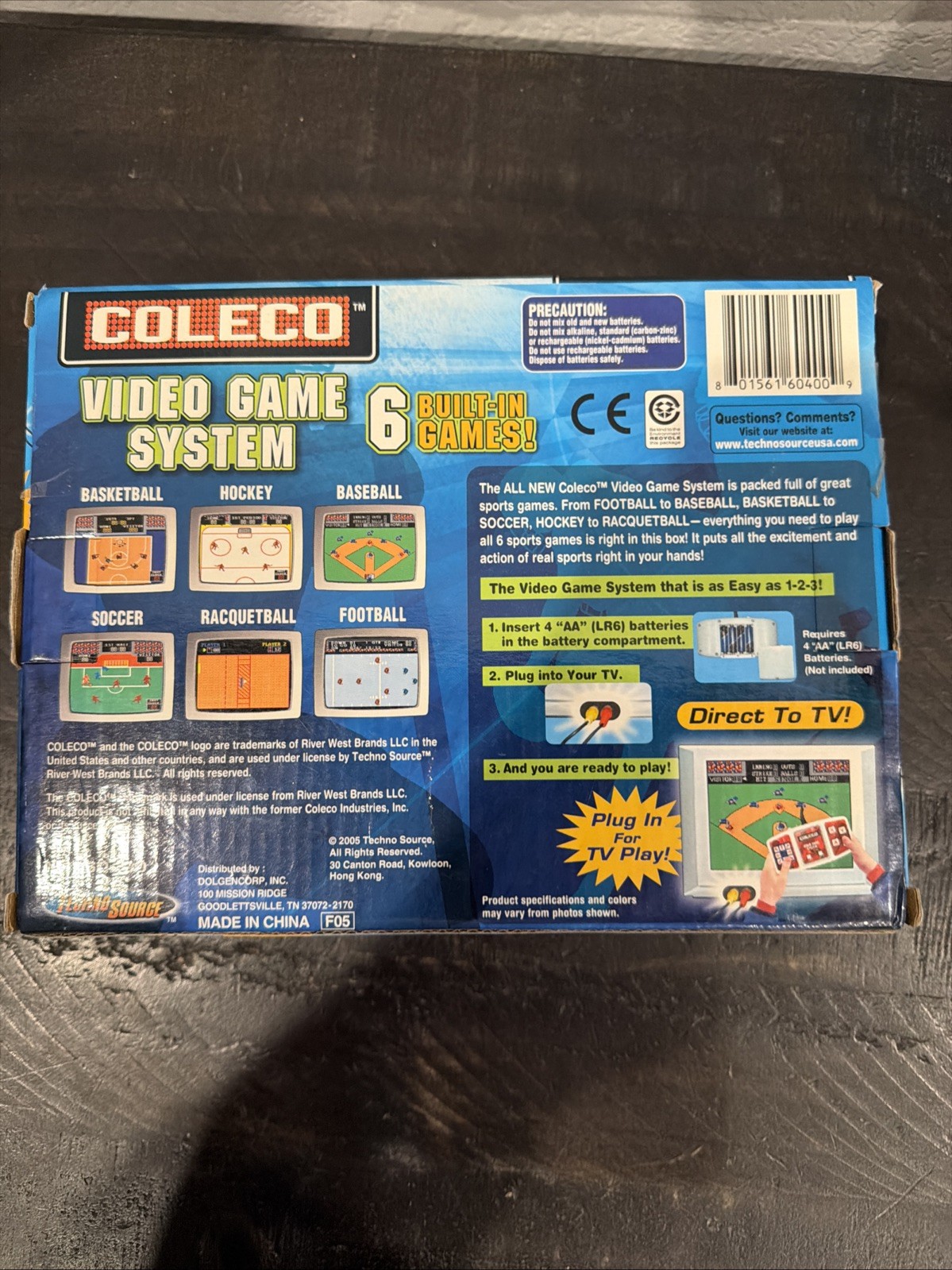 2005 Coleco Plug & Play-Video Game System 6 Built-In Games! Open box- Working!