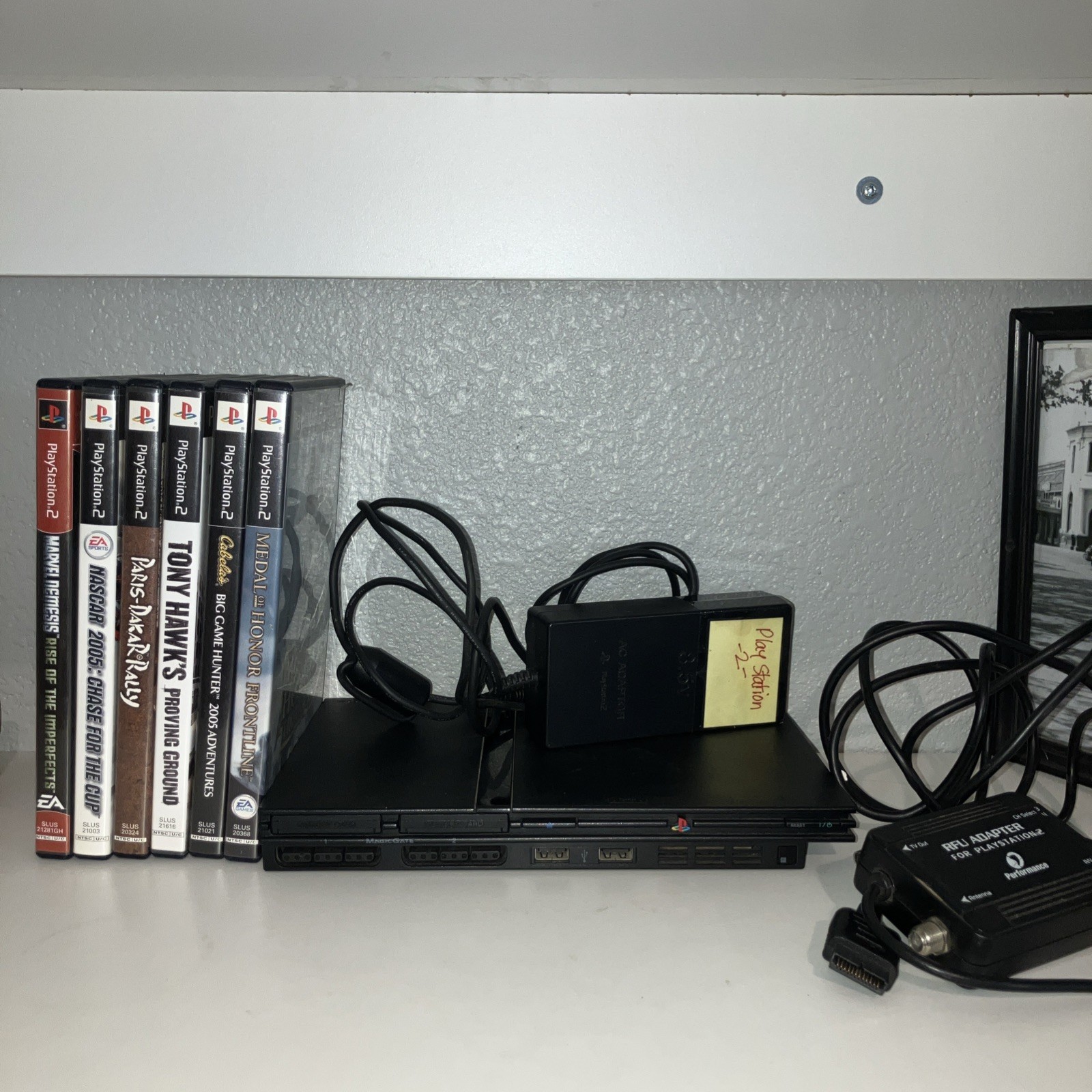Sony PlayStation 2 Slim [SCPH-70012] PS2 Black Home Console Games And Two Cables